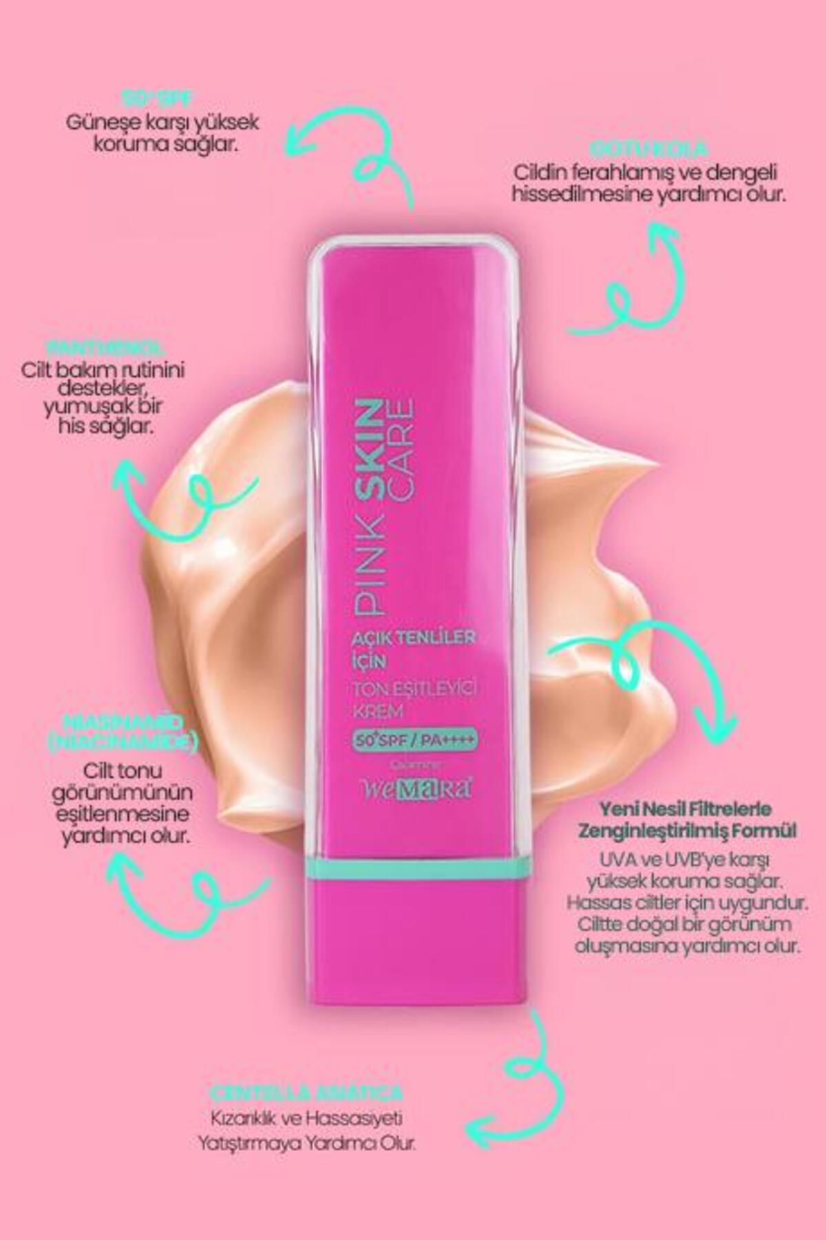 WEMARA TON ESITLEYICI YUZ BAKIM KREMI 50 SPF 50 ML — صورتی IMM.00.0174