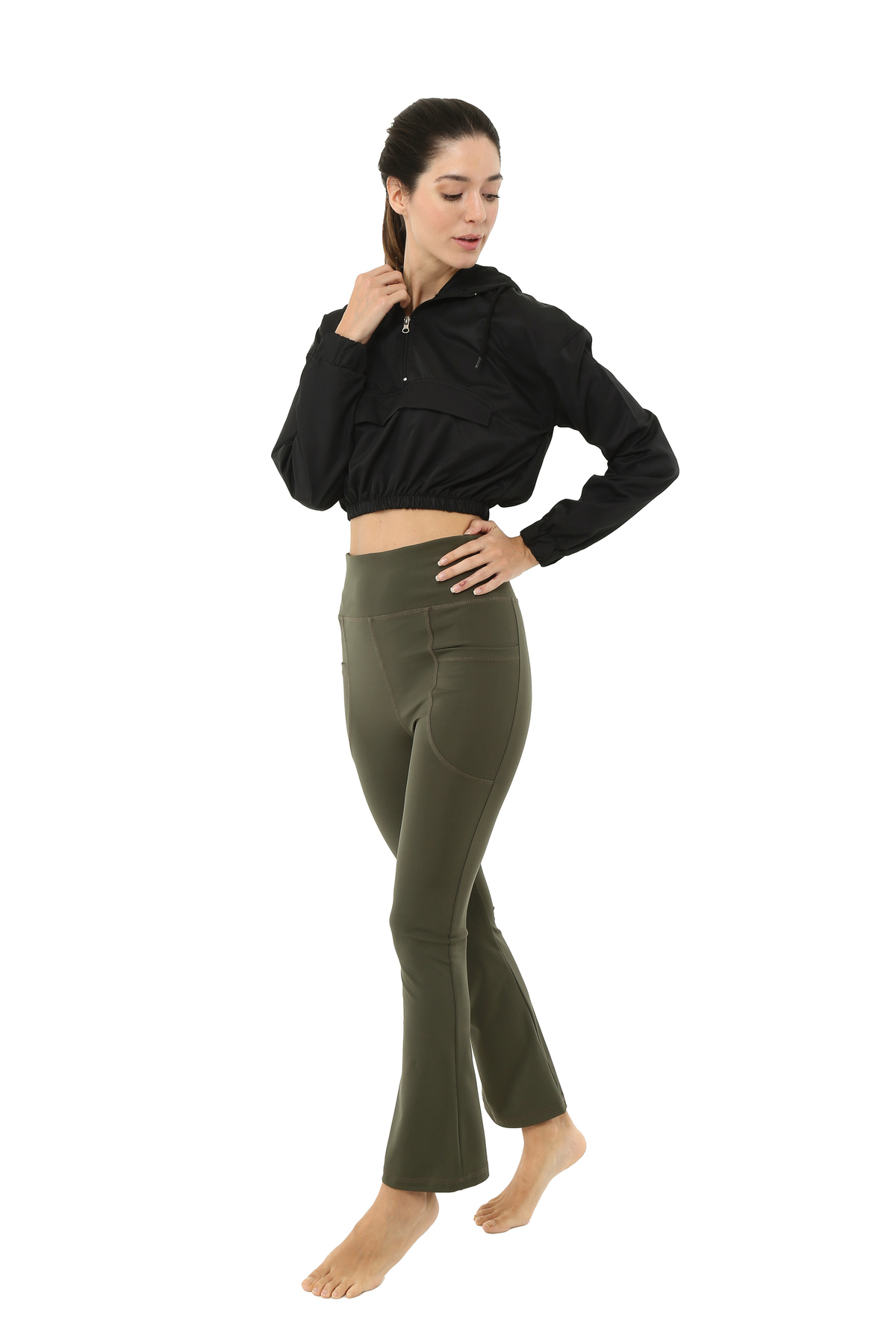 Scorp Alice Crop Kapüşonlu Kadın Sweatshirt Siyah görsel 6