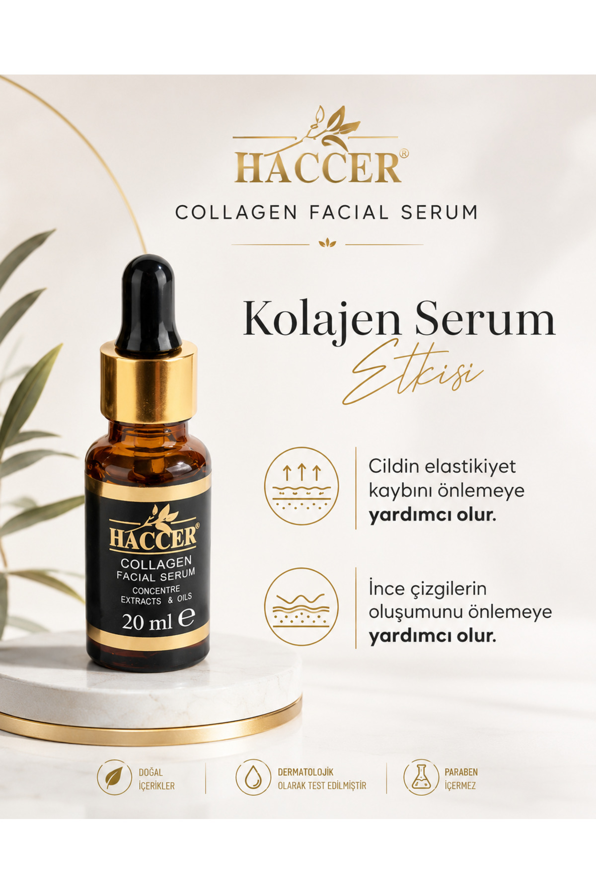 Hyaluronik Asitli, Doğal Kolajen Serum 30 ml Yüz Serumu — HCCR-SR1 — تصویر 2 از 7
