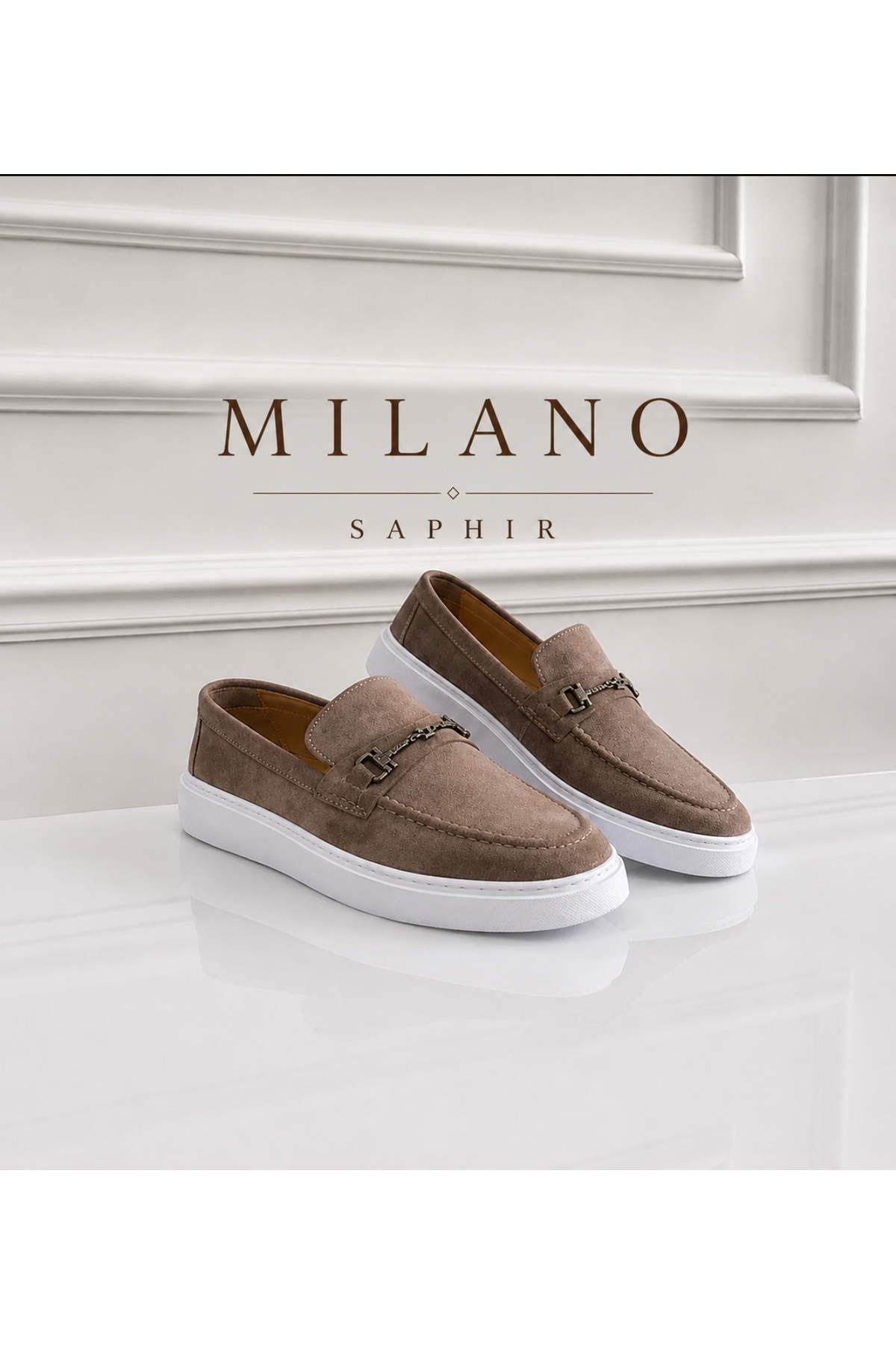 Milano Saphir Loafer Kum Süet Hakiki Deri Dikişli Eva Taban