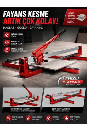 PROHUMMER PH1200A 120 cm Seramik Fayans Kesme ve Granit Kesim Makinesi Kırmız...