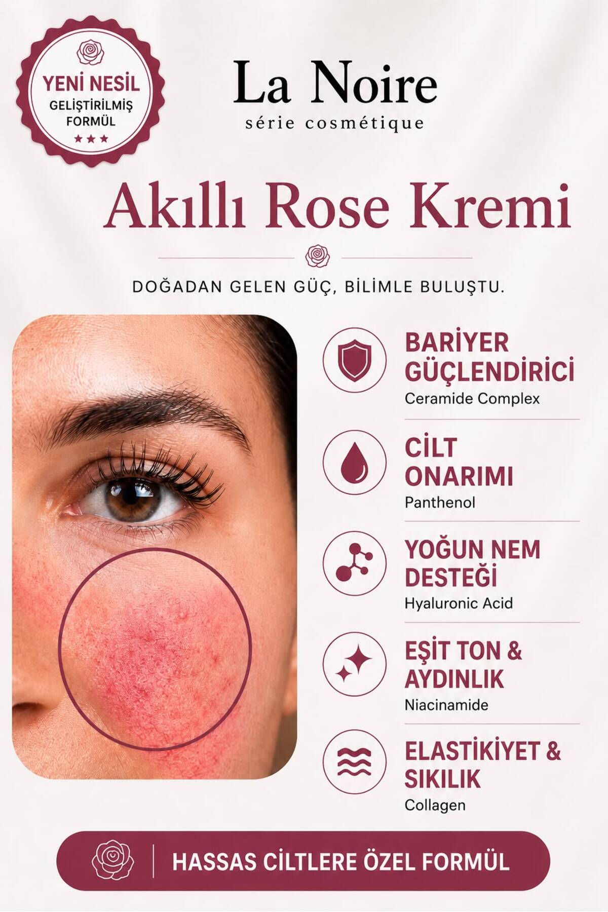 La Noire کرم اسمارت رز - حاوی سرامید - محافظت کننده از پوست - مناسب پوست حساس — 1004