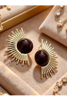 ayoljewelry XUPING Bordo Taşlı Güneş Tasarım Çelik Küpe