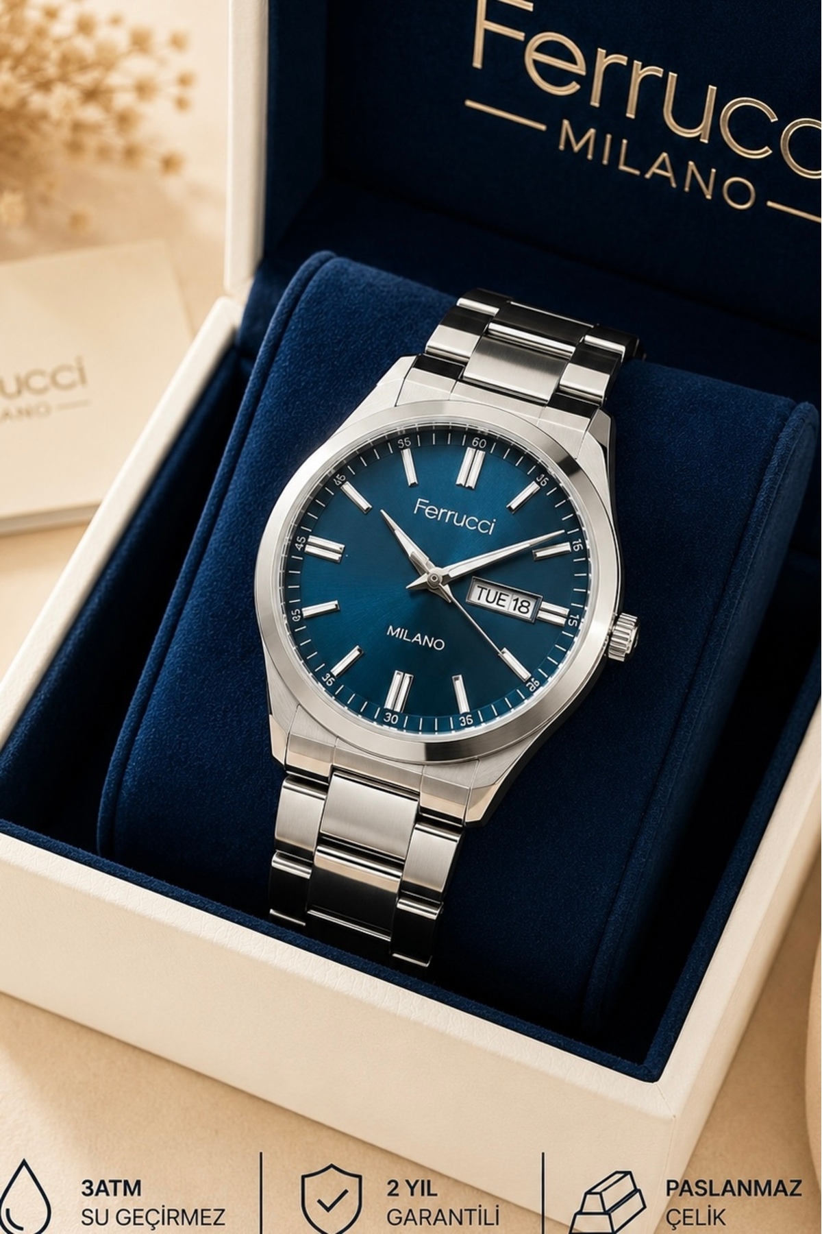 GIFT STEEL STRAP WATERPROOF MENS WRIST WATCH 2 YEARS GUARANTEED FATHER 'S DAY GIFT VALENTINE 'S DAY GIFT