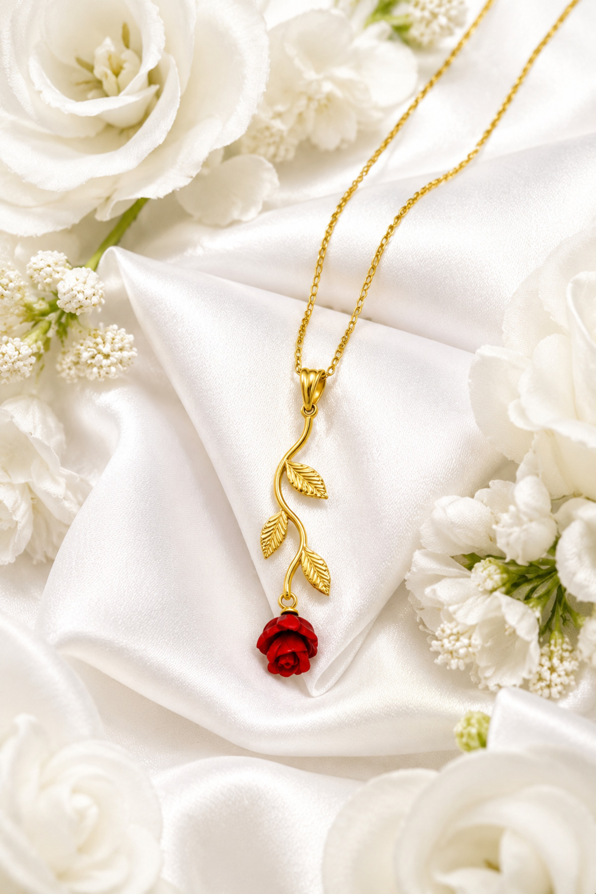 ÇEKİRDEK JEWELRY Işıklı Hediye Kutulu 925 Ayar Gümüş Gül Figürlü Kolye Anlamlı Hediye Kadın Kolyesi görsel 5