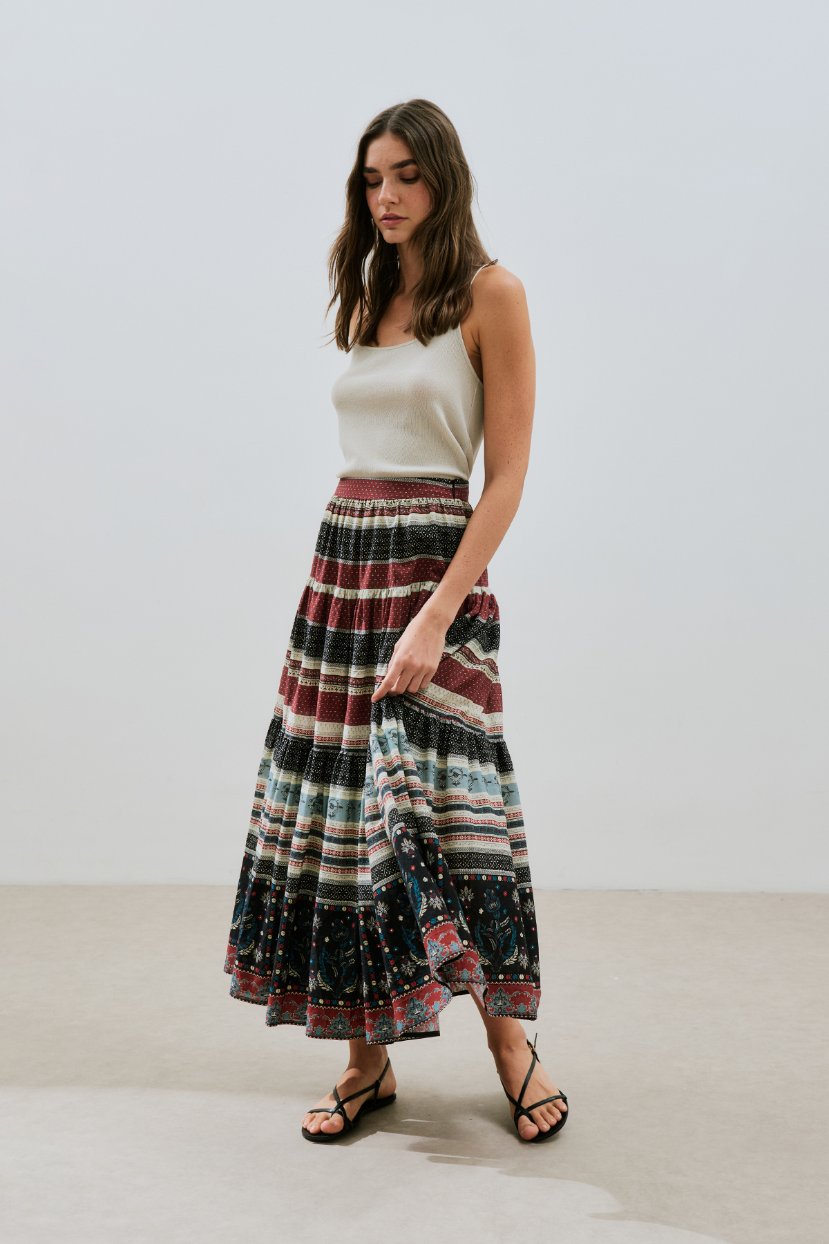 PATTERNED COTTON FOLDED SKIRT CATALINA