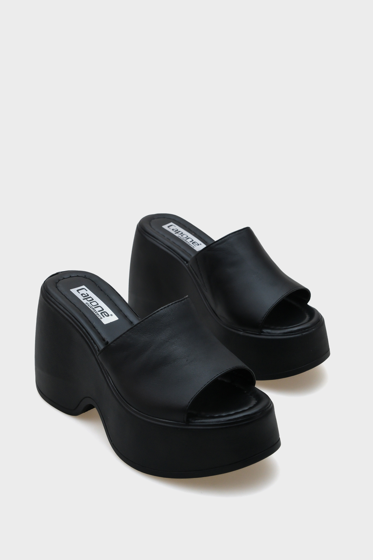 Capone Outfitters Lena valódi bőr magas sarkú női papucs