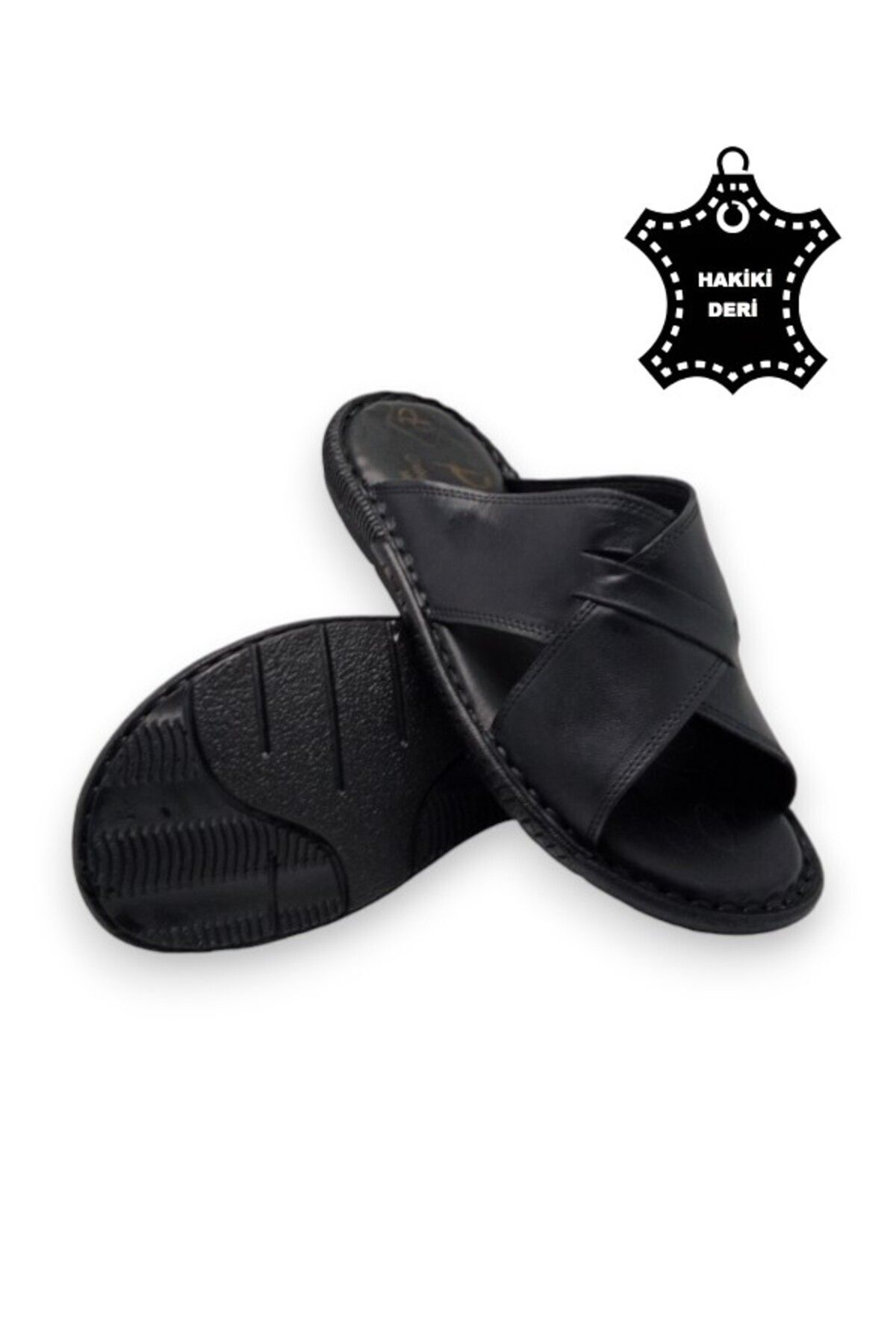 MAGIC SHOES Tamamen Hakiki Deri Ve Topuk Yastıklı Sistemli Ortopedik Erkek Terlik görsel 4