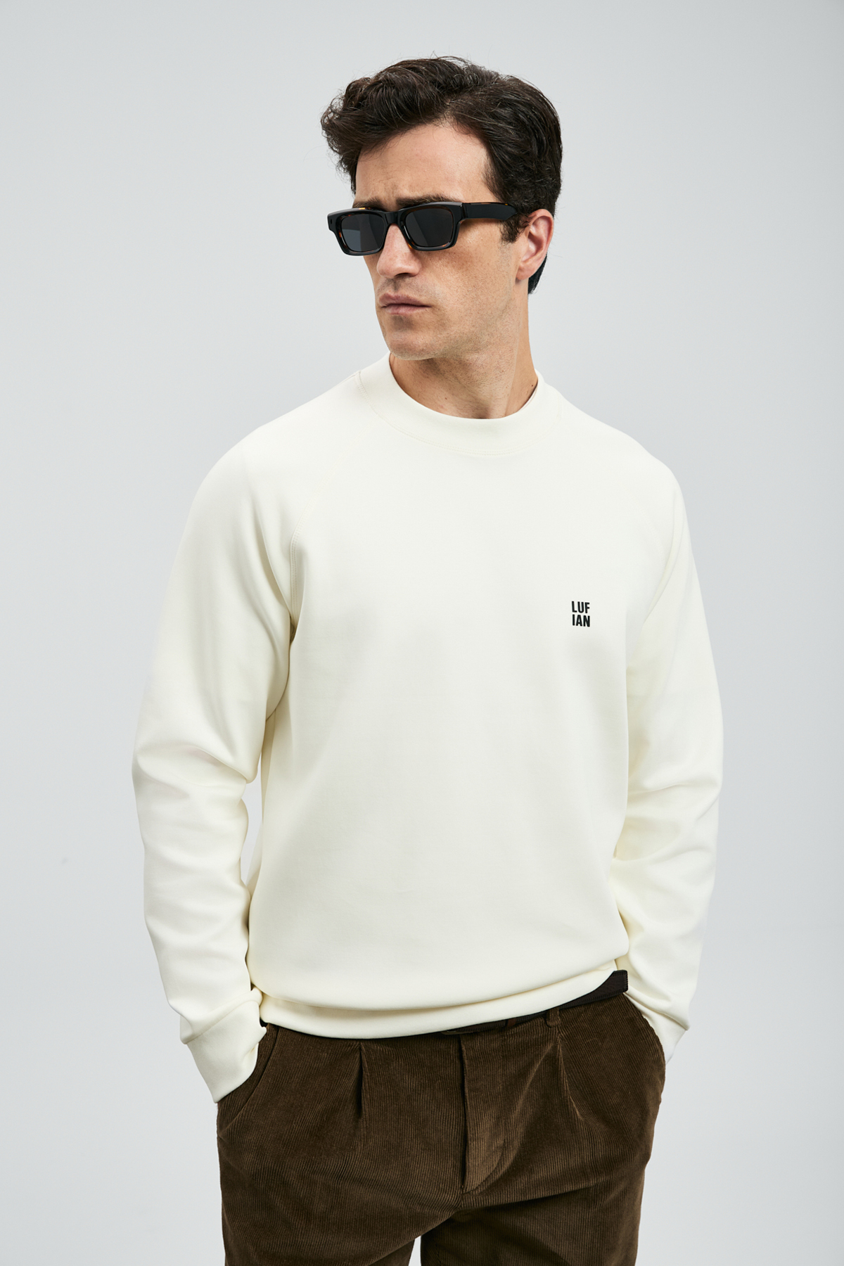Lufian 112030179 Grant Erkek Sweatshirt BEYAZ görsel 3