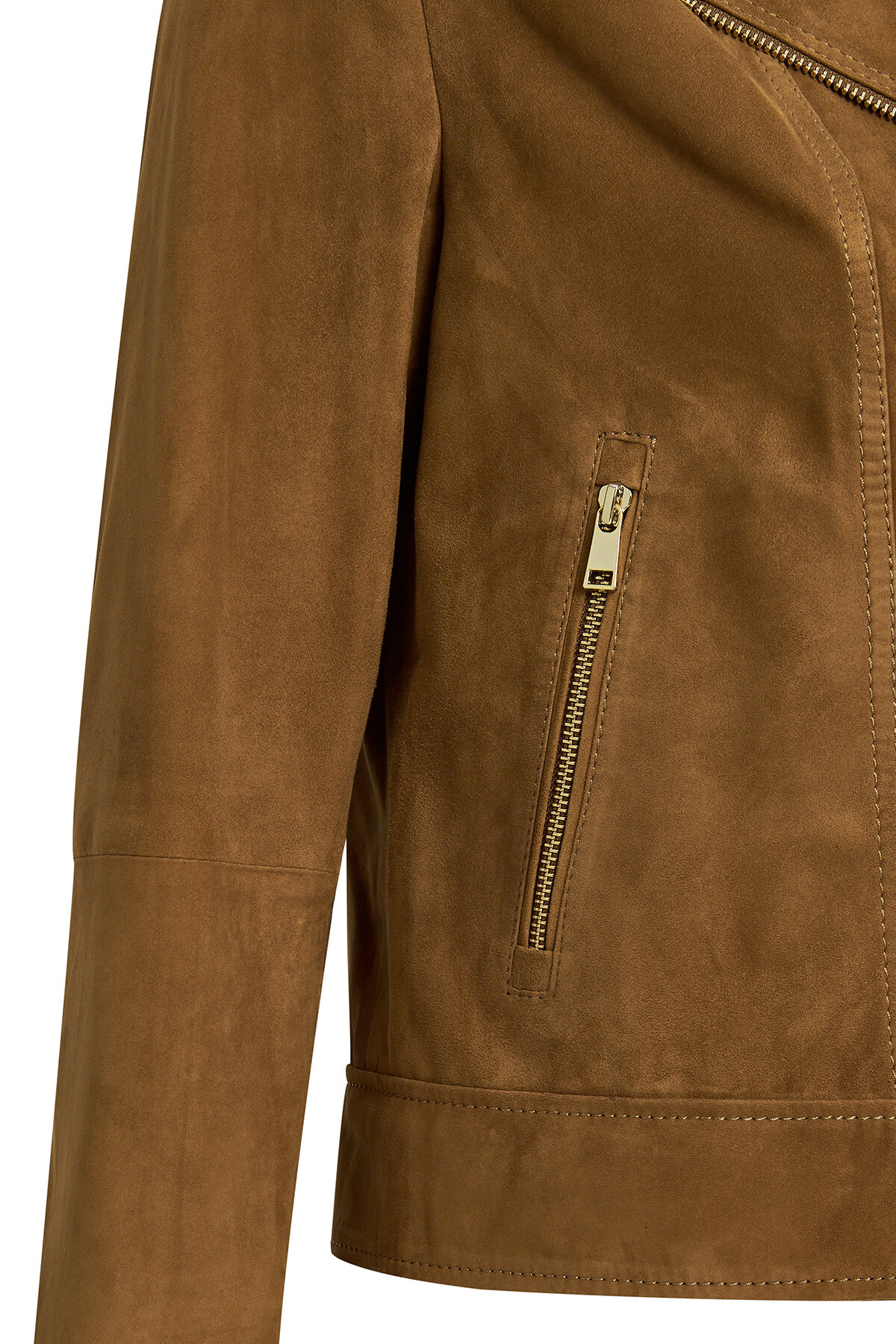 Derimod  Alba Kadın Camel Biker Süet Deri Ceket 24WGD528210 - Görsel 5