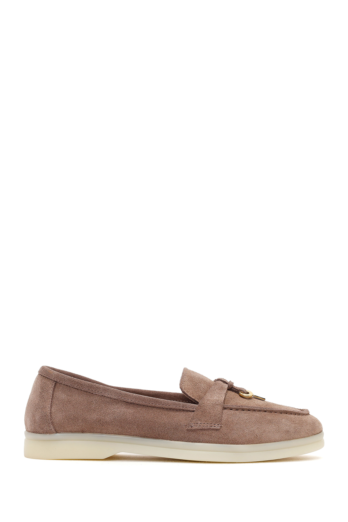 Derimod Kadın Vizon Süet Deri Maskülen Loafer 26PFD130910