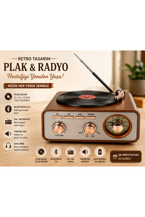 TRUVA Bluetooth Hoparlör ve Radyo Nostaljik Radyo Usb,Tf,Aux
