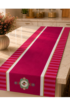 Karam Home Pembe Kuş Desenli Masa Runner 40x140 cm | Dekoratif Sofra ve Mutfa...