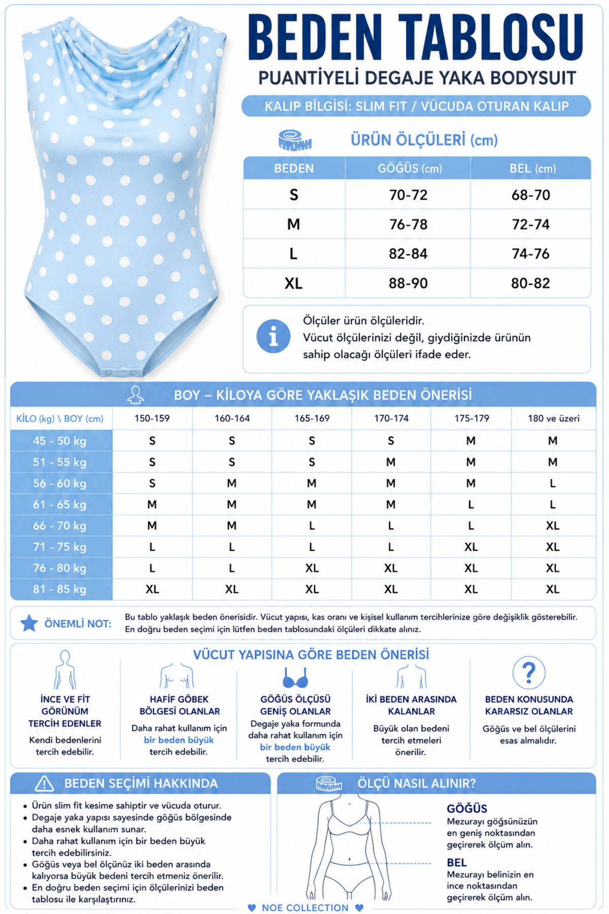Kadın Degaje Yaka Puantiyeli Çıtçıtlı Body Likralı Bodysuit - Mavi 5