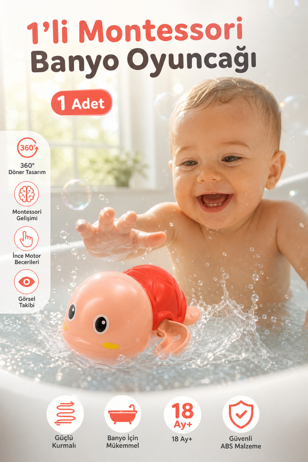 1 Set Hand Eye Development Supporting Baby Water Game Turtle Bathing Friend Floating Toy