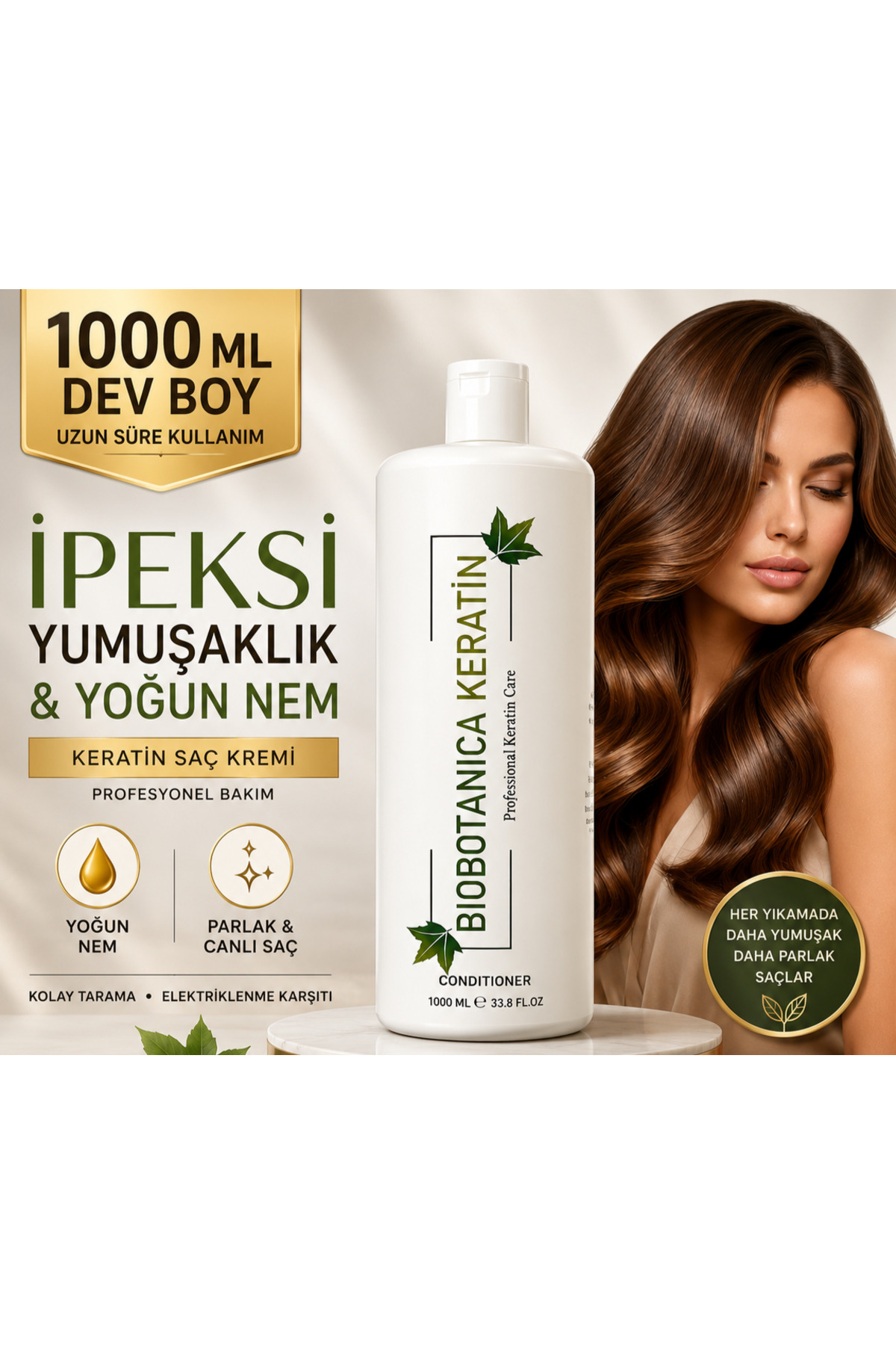 Keratin Saç Kremi 1000 ml — BBTNCSCKRM1000ML — تصویر 3 از 4