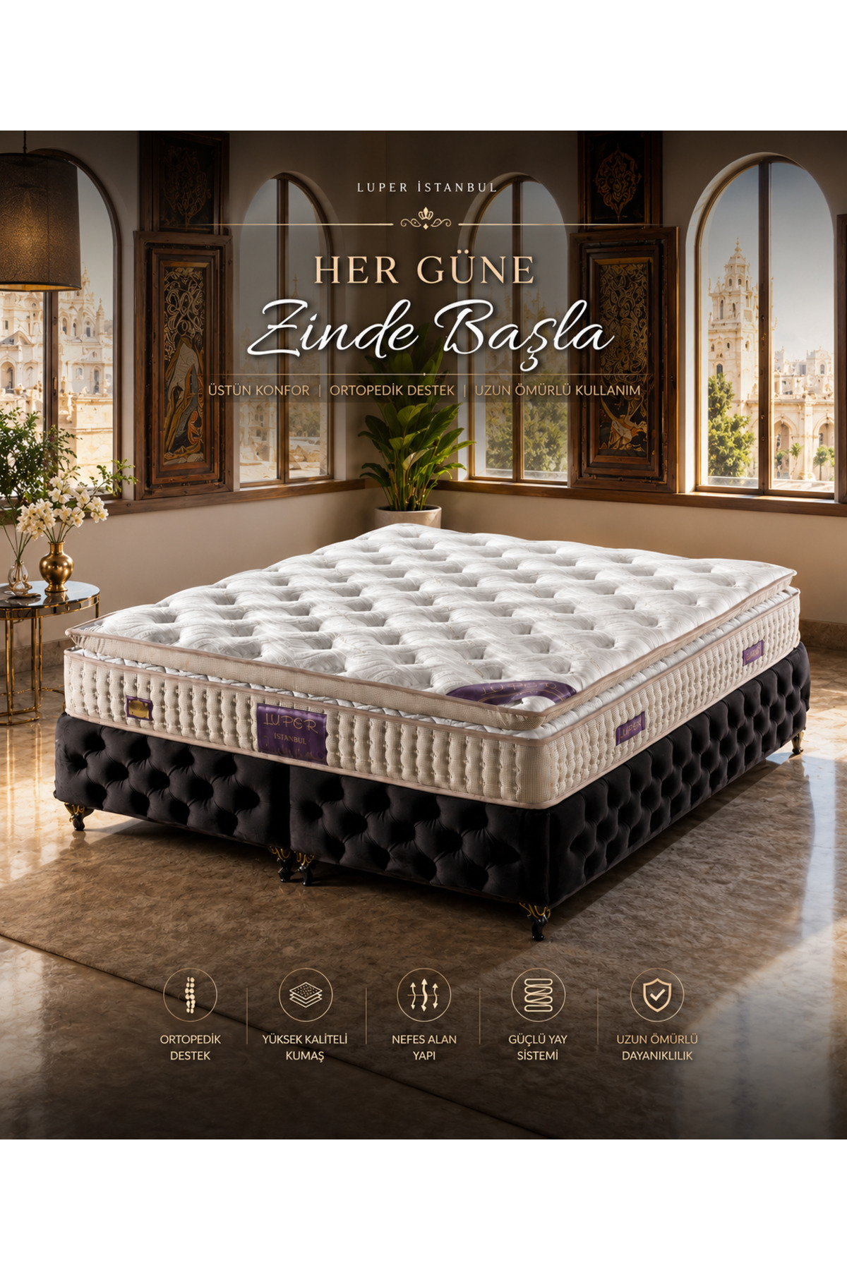 Ultra Orthopedic Istanbul Luxuria Roll Pack Spring Mattress with Waist and Back Support Pad