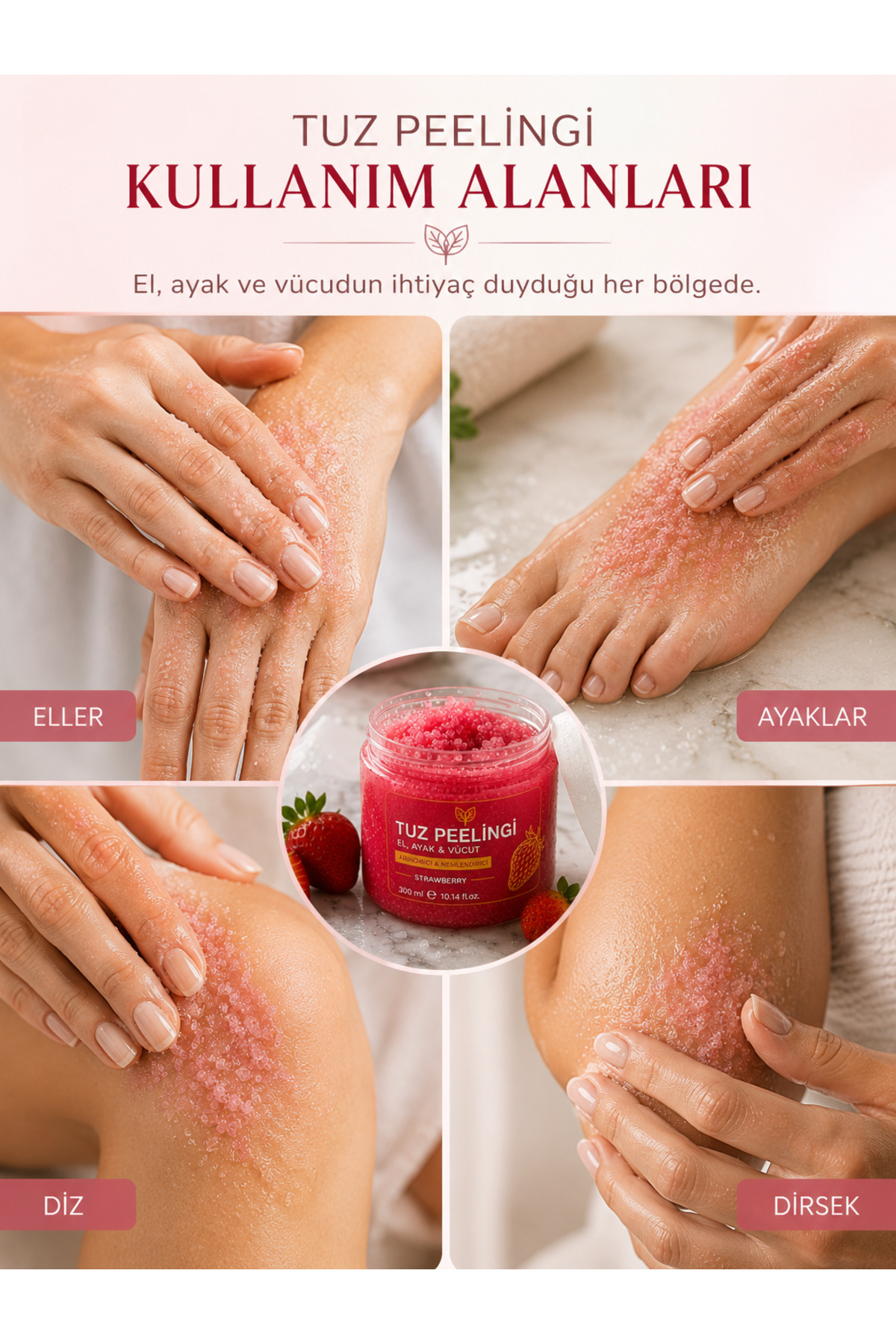Soft Glow Vücut Peelingi | El, Ayak ve Vücut İçin Ölü Deri Arındırıcı Bakım Çilek👉 "Batık Karşıtı" — USGVP — تصویر 9 از 9