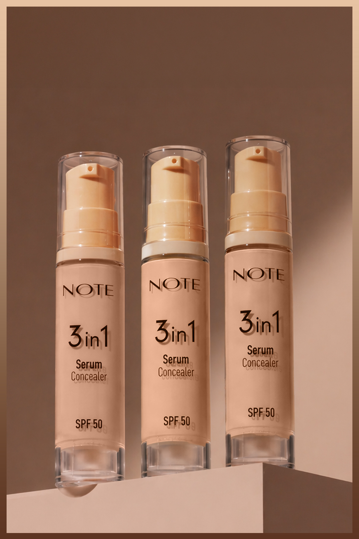 سرم کانسیلر ۳ در ۱ شماره ۲۰ بژ متوسط SPF 50 مرطوب‌کننده و روشن‌کننده زیر چشم