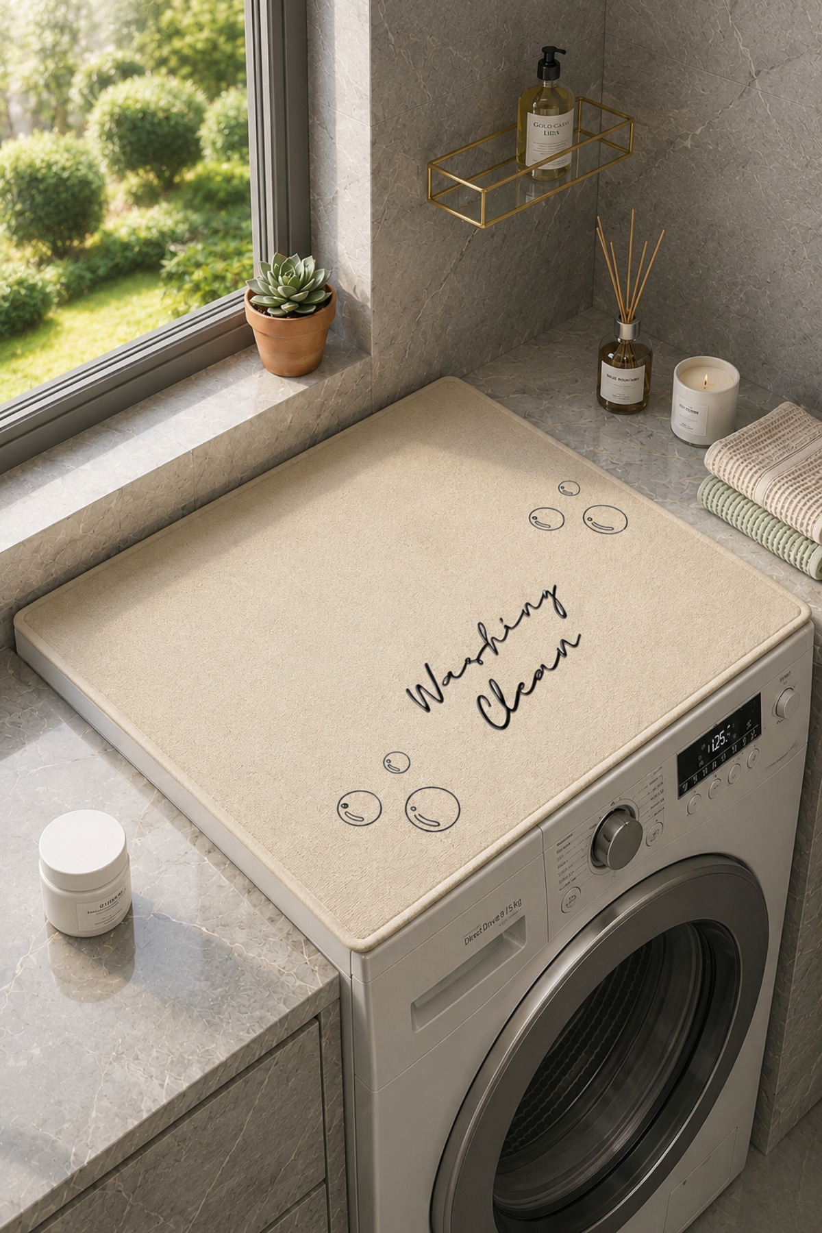 Washing Machine Dryer Cover Protection Pad Liquid Proof Mat Anti-Slip Washable