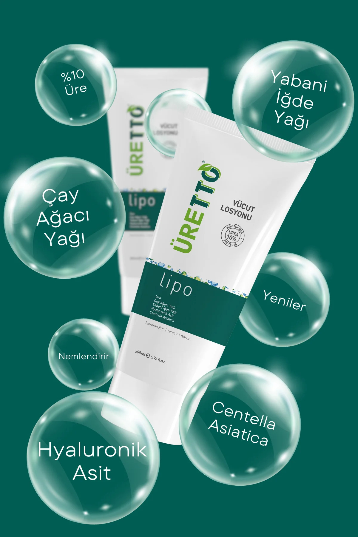 Vücut Losyonu Yoğun Nemlendirici 200 ml Üre ve Hyaluronik Asit Üretto Lipo Kuru Ciltler — TYCOV1A64N171828006520460 — تصویر 3 از 6
