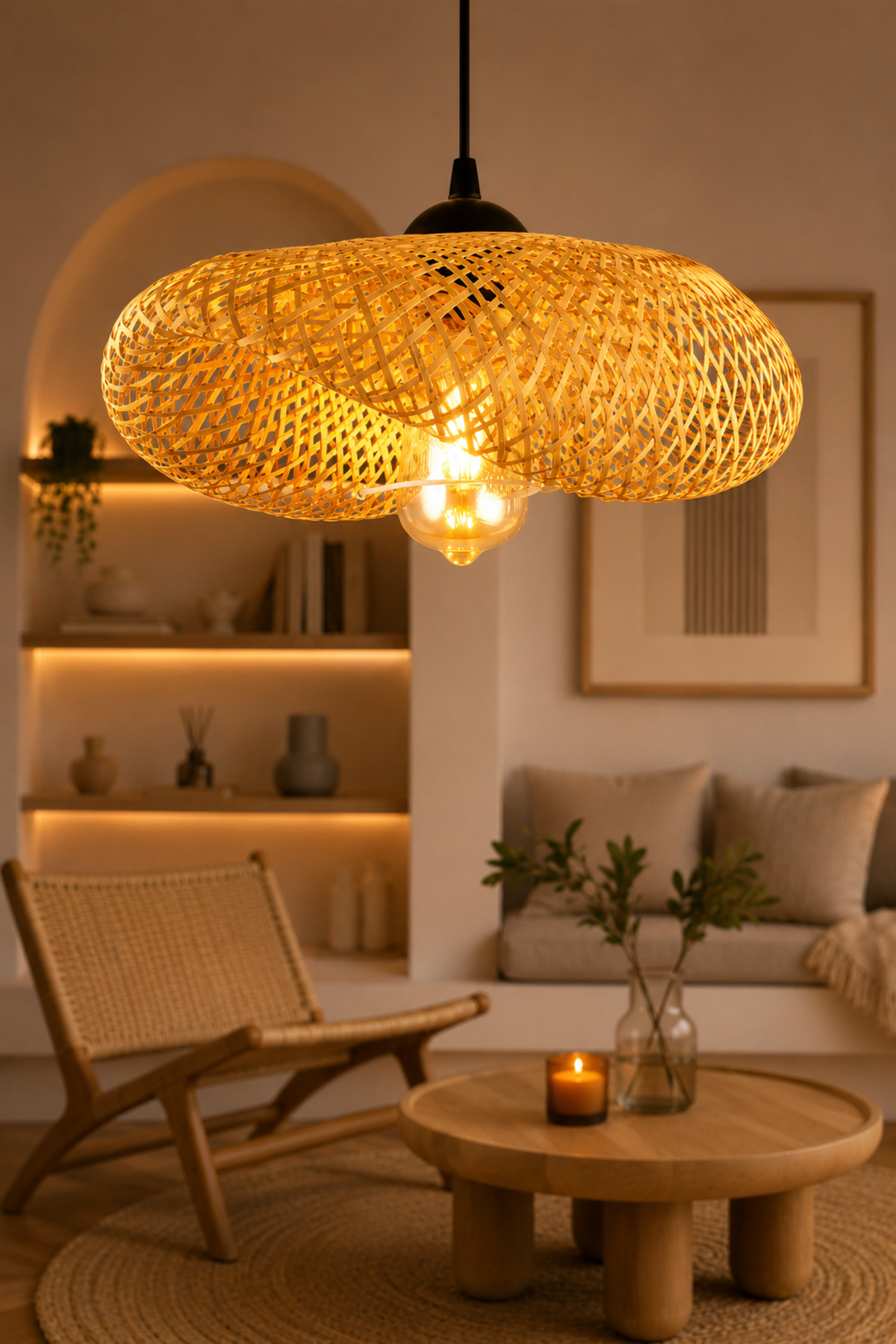 Cowboy Model Single Rattan Bamboo Modern Design Scandinavian Bohemian Pendant