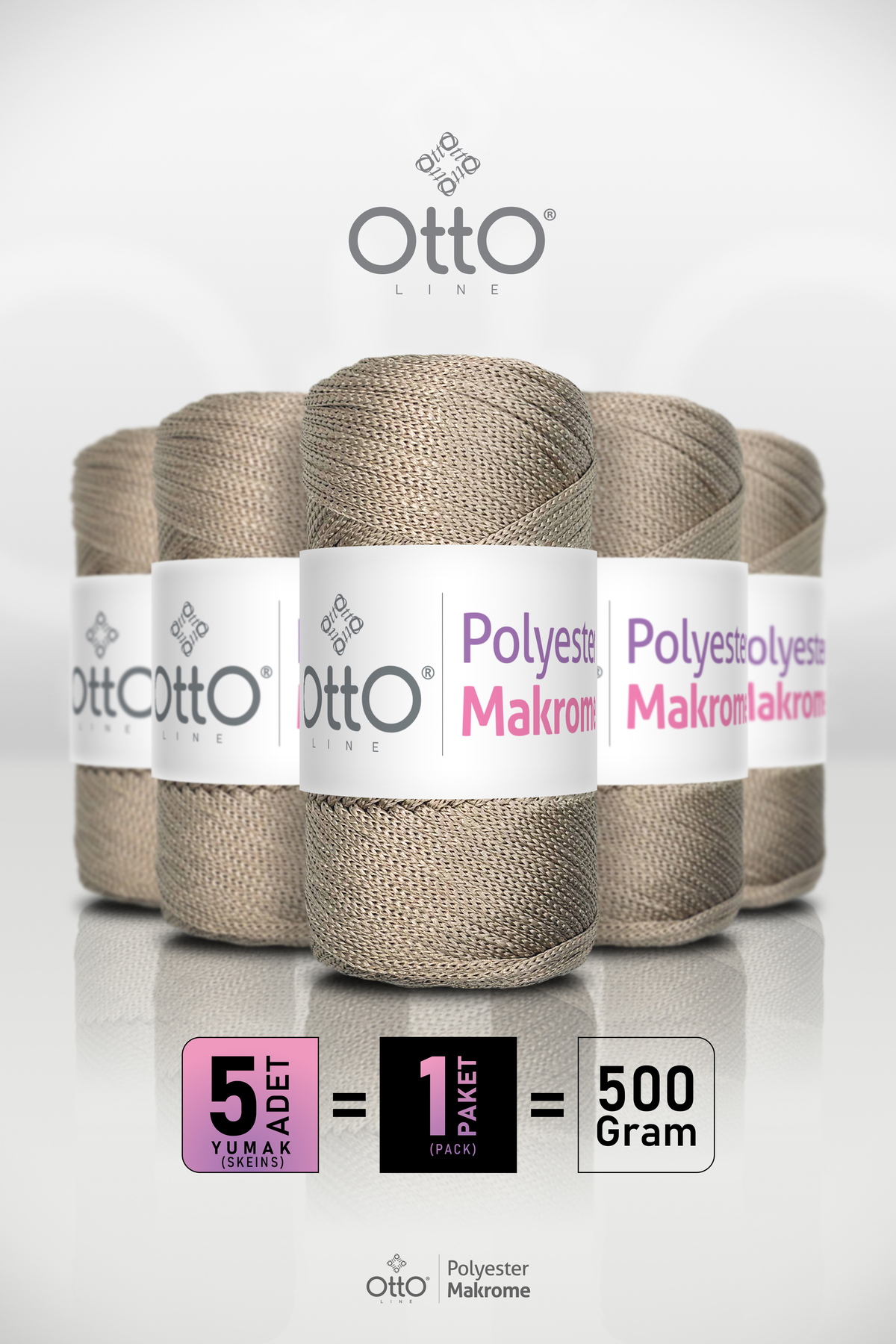 Otto Poliesterski makrame - Kamen - Pakovanje od 5 komada - 2mm/100gr/100m - ...