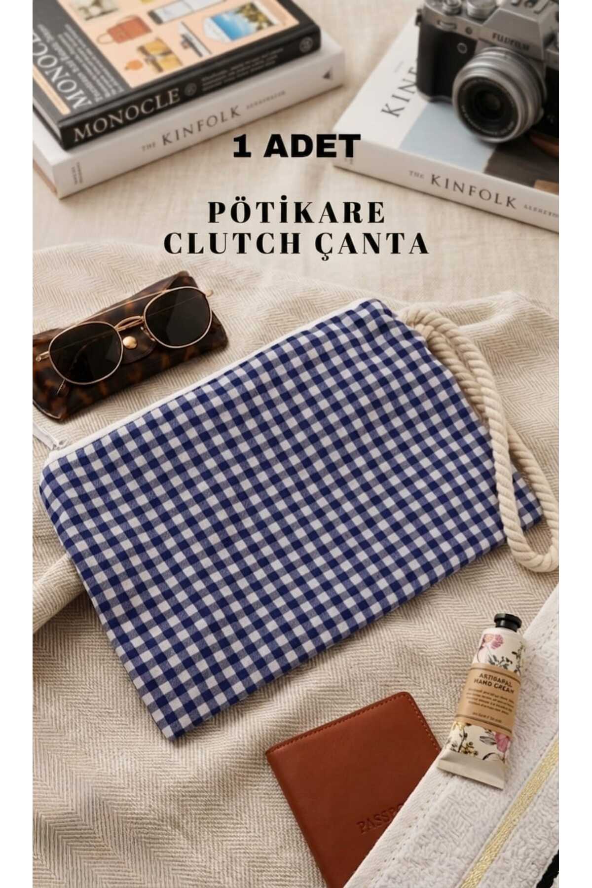 ALERSS Clutch Çanta - Makyaj Portföy Çantası - Cüzdan - Kalemlik - Pötikare Çanta görsel 2