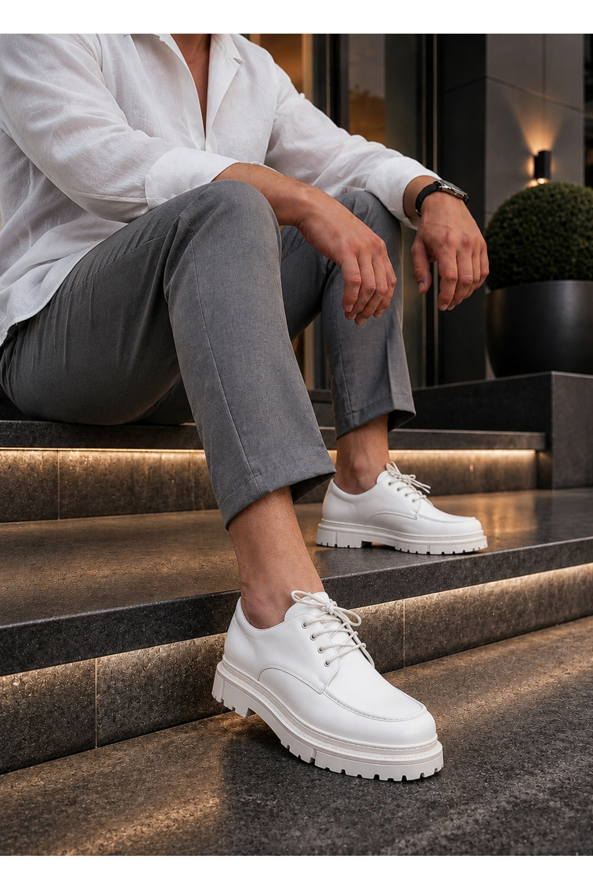 Mhoda Shoes Bağlamalı Makosen Ayakkabı Beyaz görsel 2