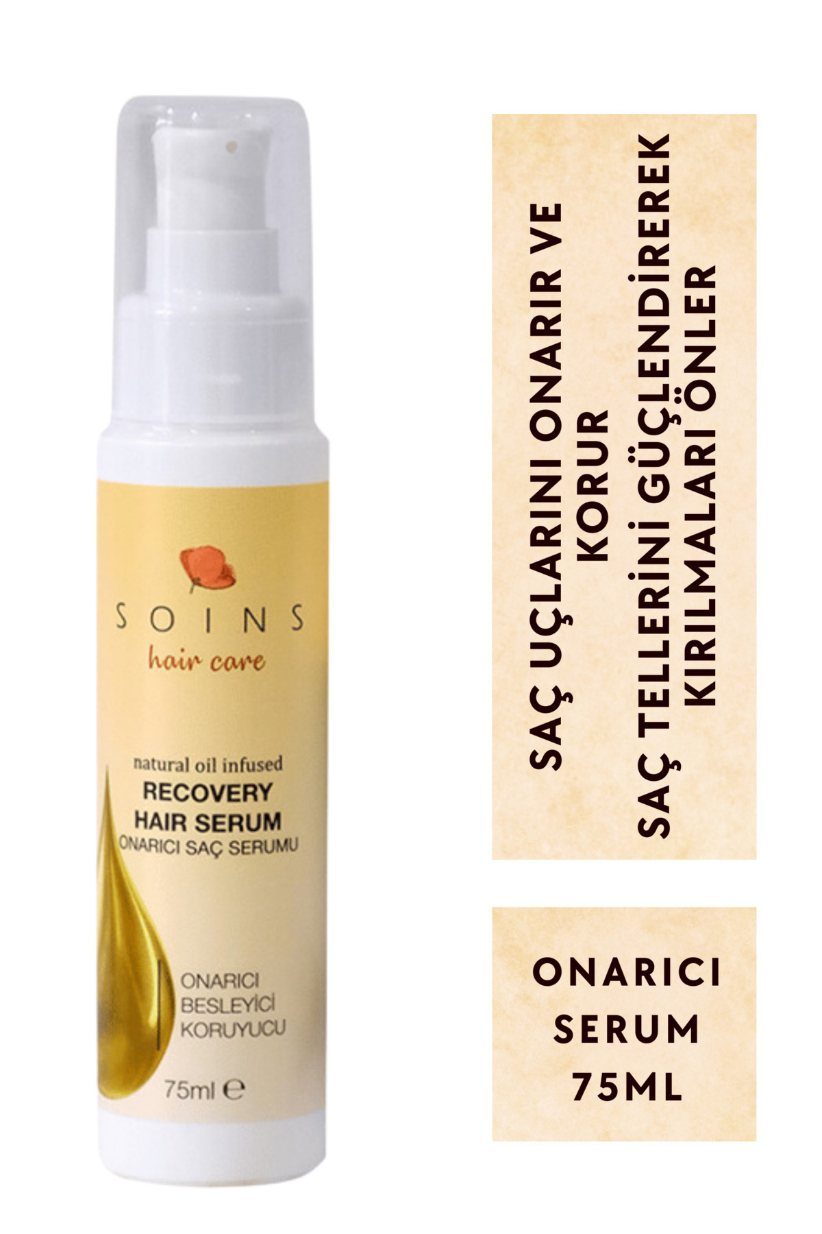 Onarıcı Besleyici Saç Serumu Keratin ve Bitkisel Yağ İçerikli Saç Bakım Serumu 75 ml — 1258462