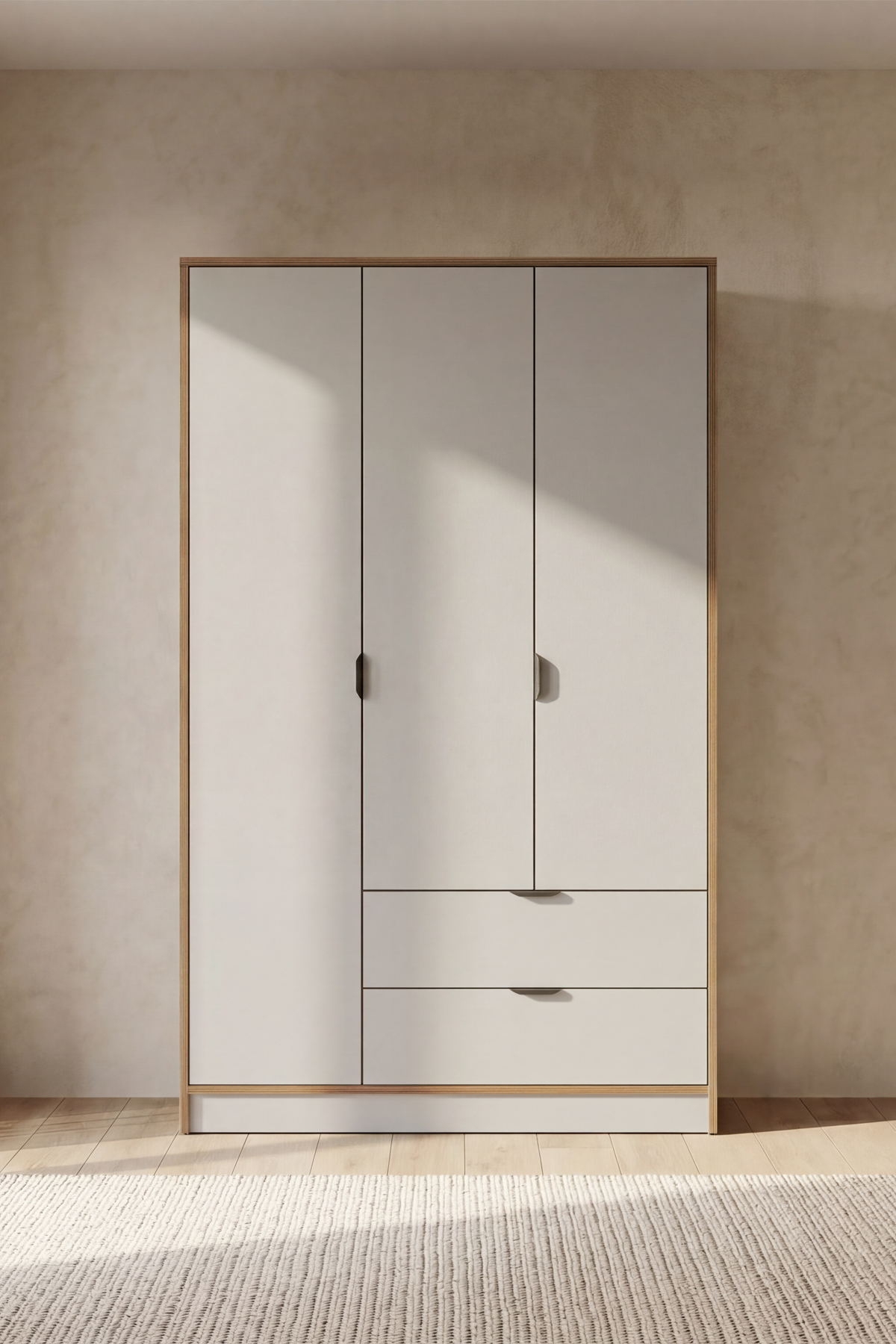 Arden 3 Door 2 Drawer Wardrobe/Wardrobe 97x182x44 cm White – Modern Design