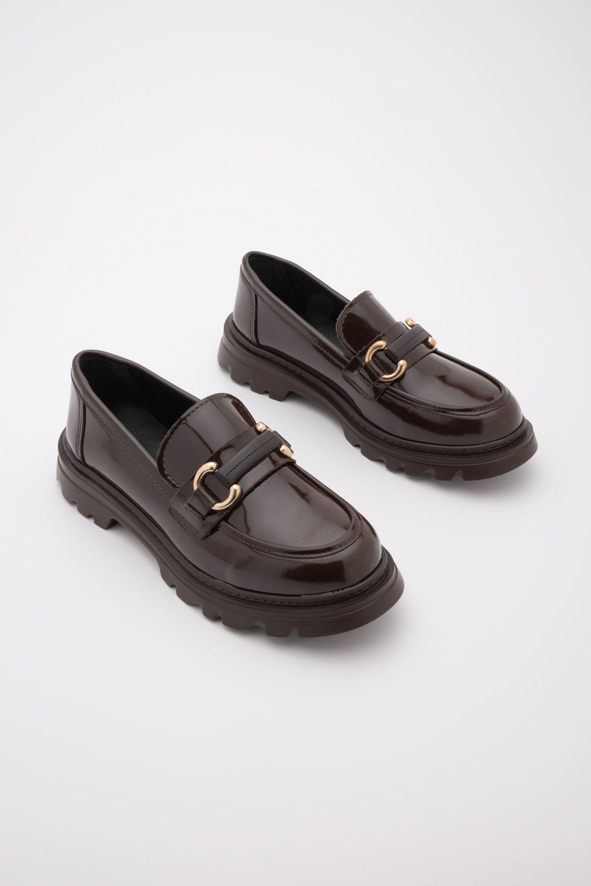 Marjin Kadın Loafer Yüksek Taban Tokalı Günlük Ayakkabı Kinles Kahve görsel 5