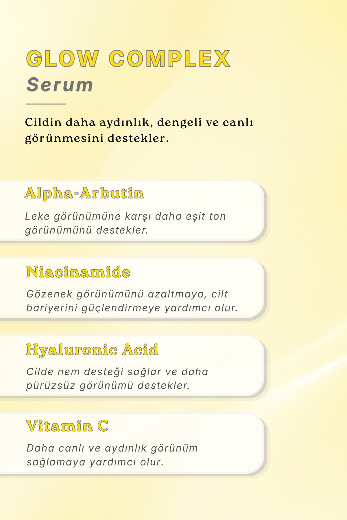 Aydınlatıcı Yüz Serumu - Alpha Arbutin, Niacinamide, C vitamini | Leke Karşıtı Bakım ve Ton Eşitleyici Serum - 30 ml — BOT-GCS-30 — تصویر 3 از 8
