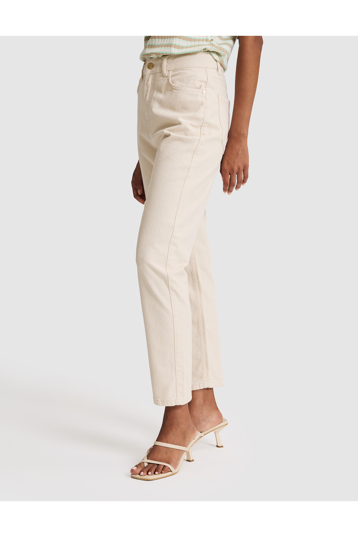 Pierre Cardin Bej Mom High Waist Fit Jean Pantolon 50313225-VR011 görsel 4