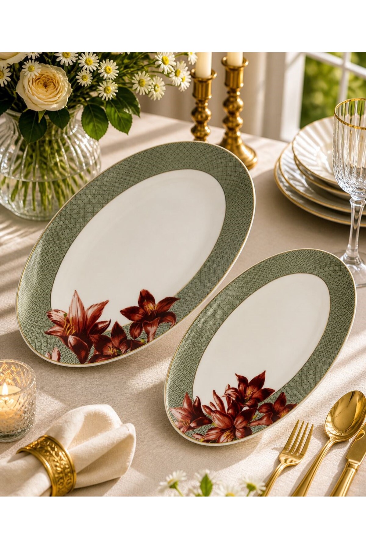 Mikasa Moor Exotic Frame Porselen 2li Servis Tabağı 25x16cm