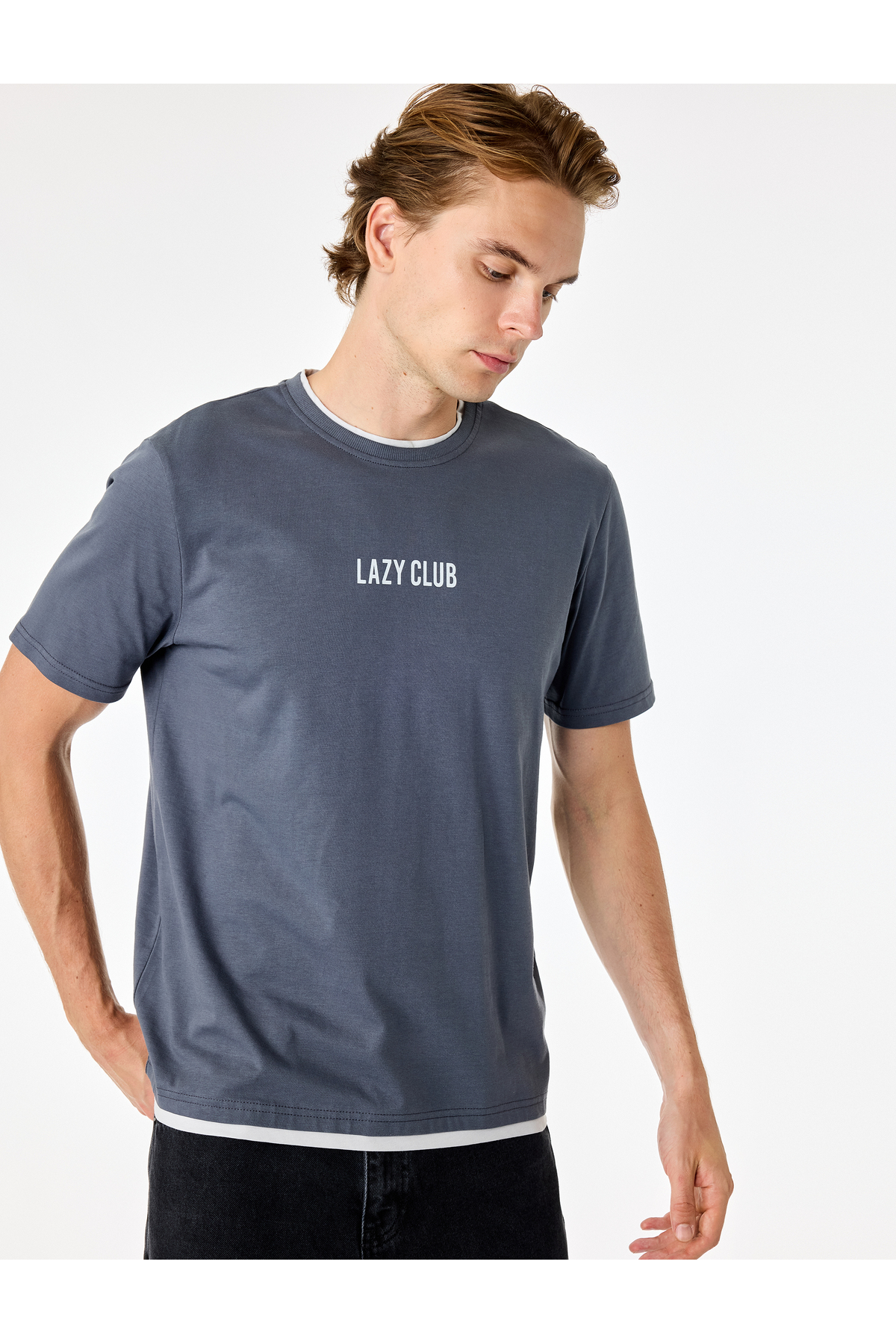 Koton Short Sleeve Regular Fit Crew Neck Color Contrast Cotton Printed T-Shirt