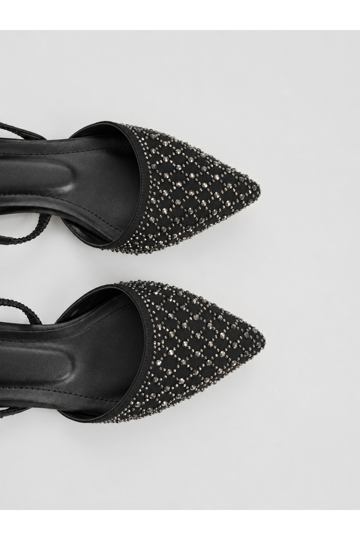 POLKA STORE Over Işıltılı Sivri Burun Arka Açık Stiletto Bantlı Abiye Kısa Topuklu Kadın Ayakkabı görsel 2