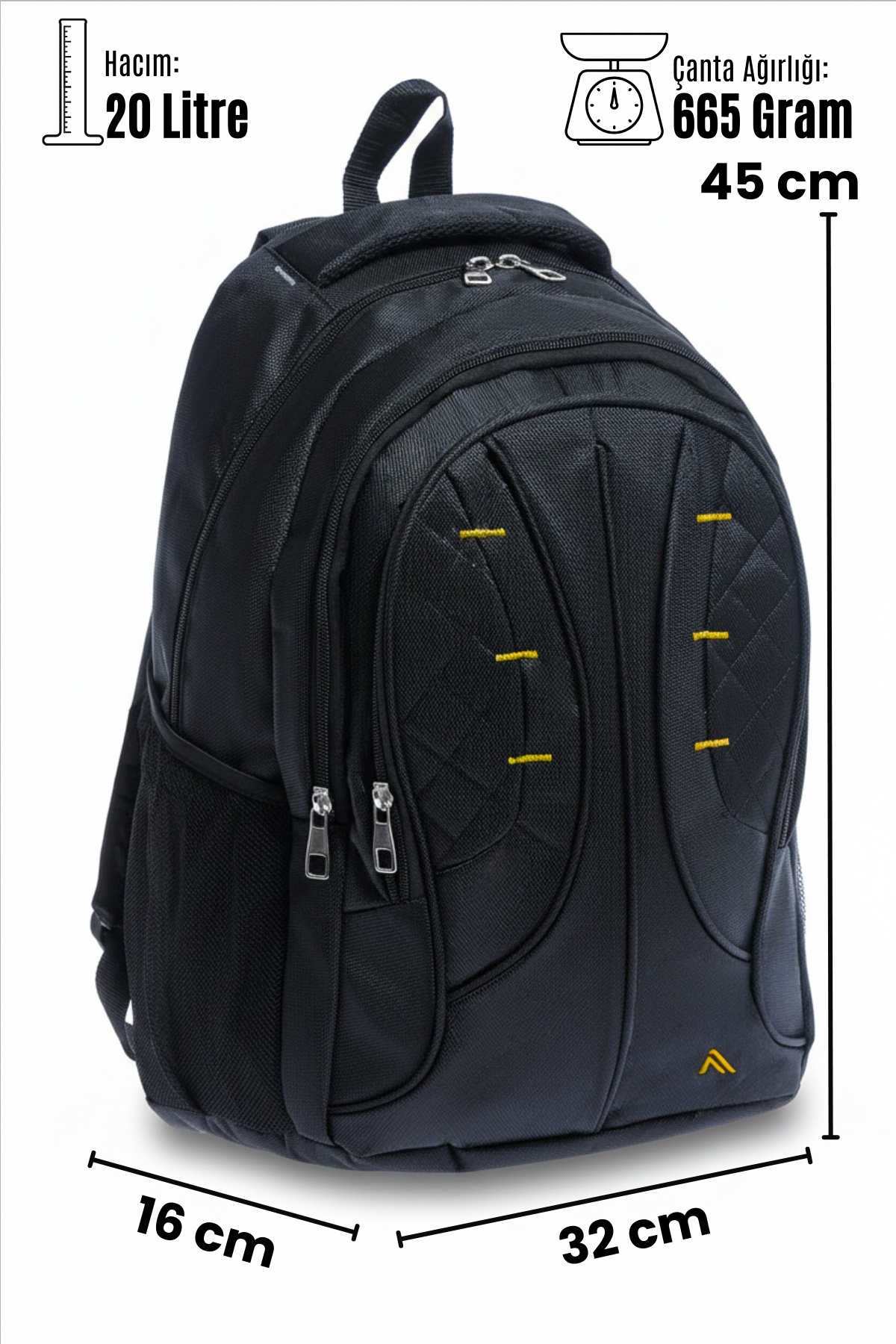 byhakan PL-507 UNISEX SIRT ÇANTASI SİYAH-SARI görsel 6
