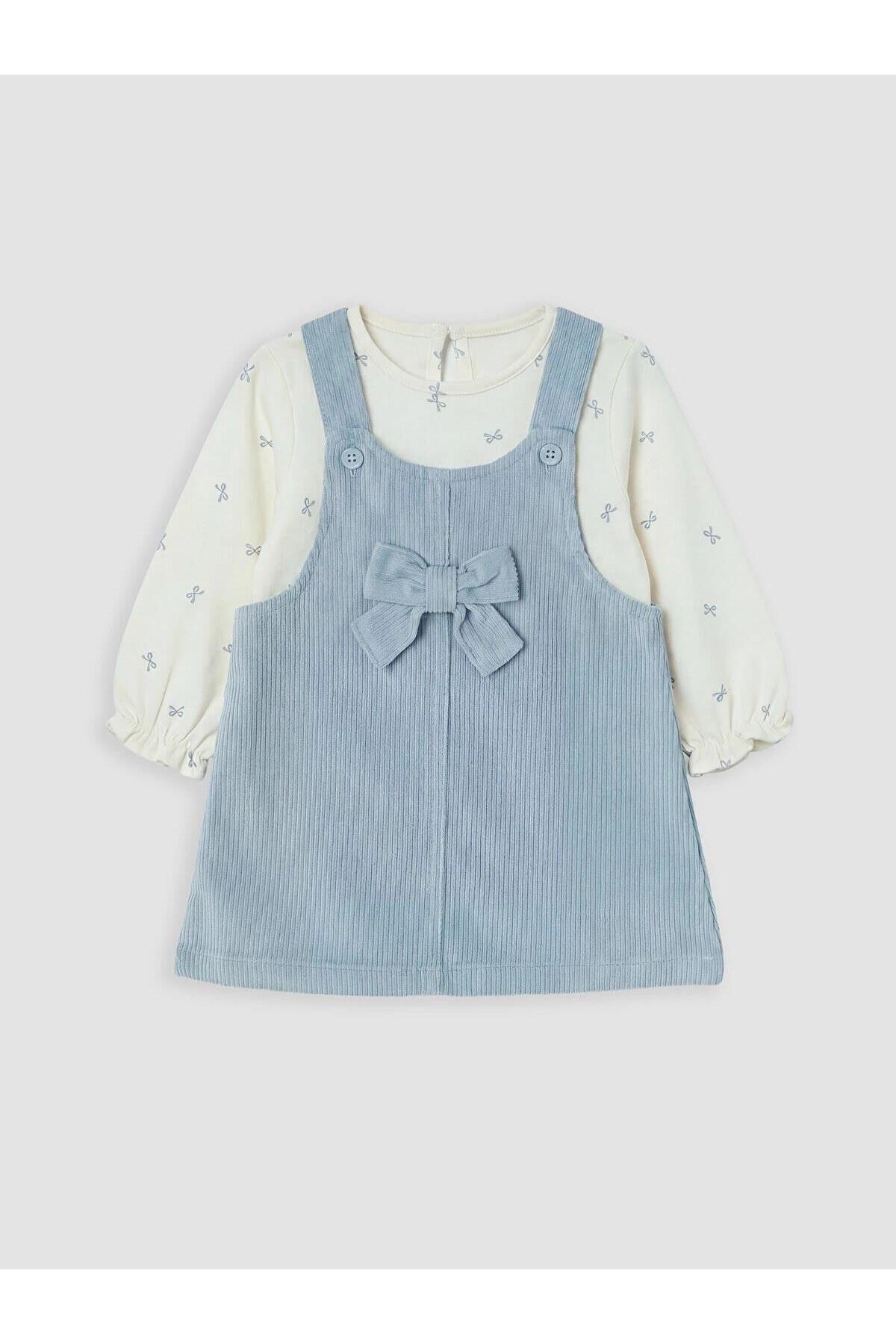 LC Waikiki Baby Girl Velvet Salopet Set with Bow (W6)