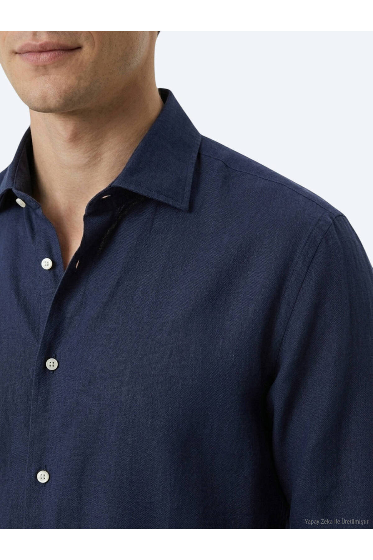 İndigo Regular Fit Uzun Dokuma Casual Pamuk Karışımlı Gömlek — آبی 53821 — تصویر 4 از 8