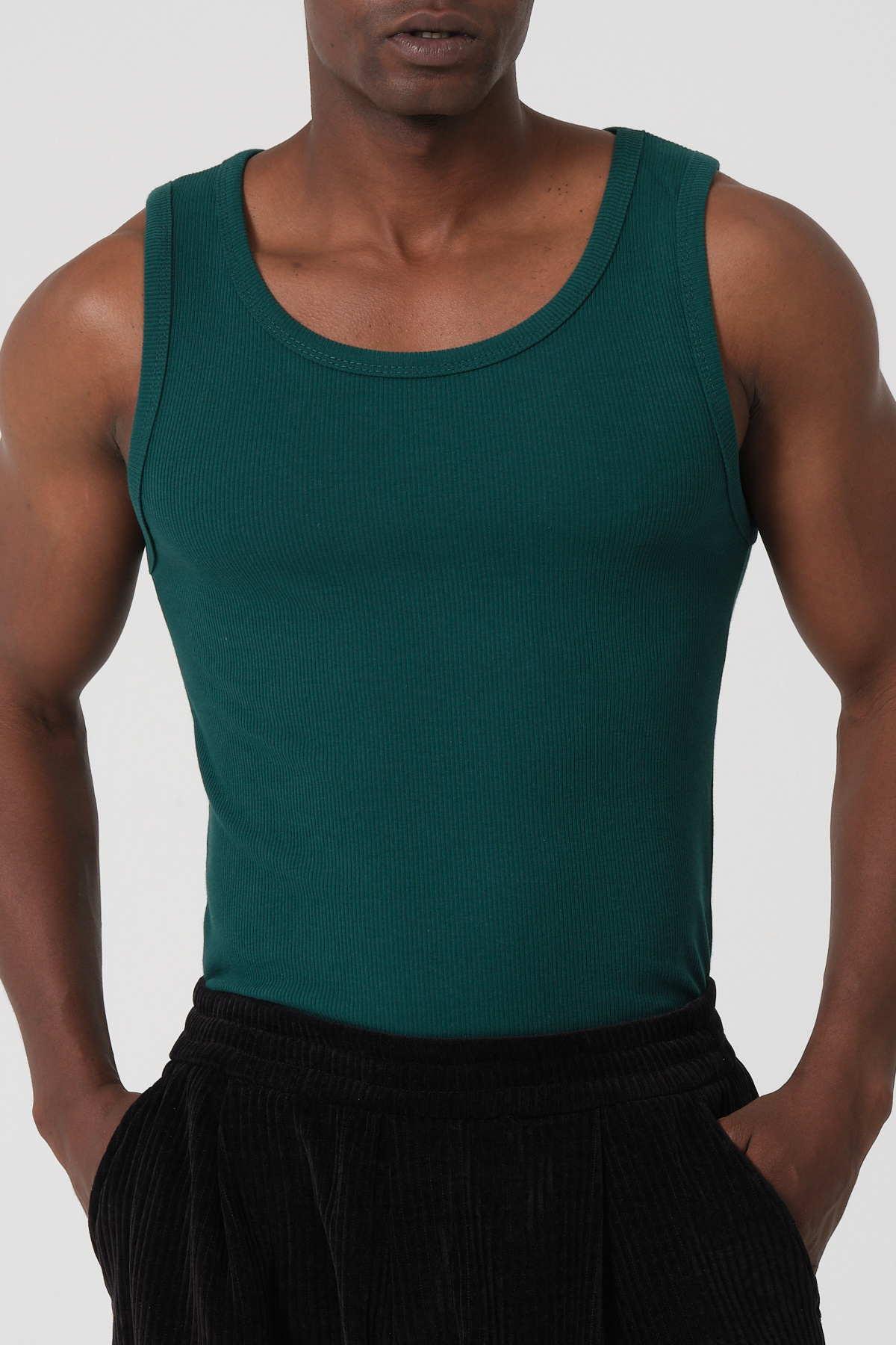 gamaro Erkek Halter Yaka slimfit Sporcu Likralı Atlet görsel 2