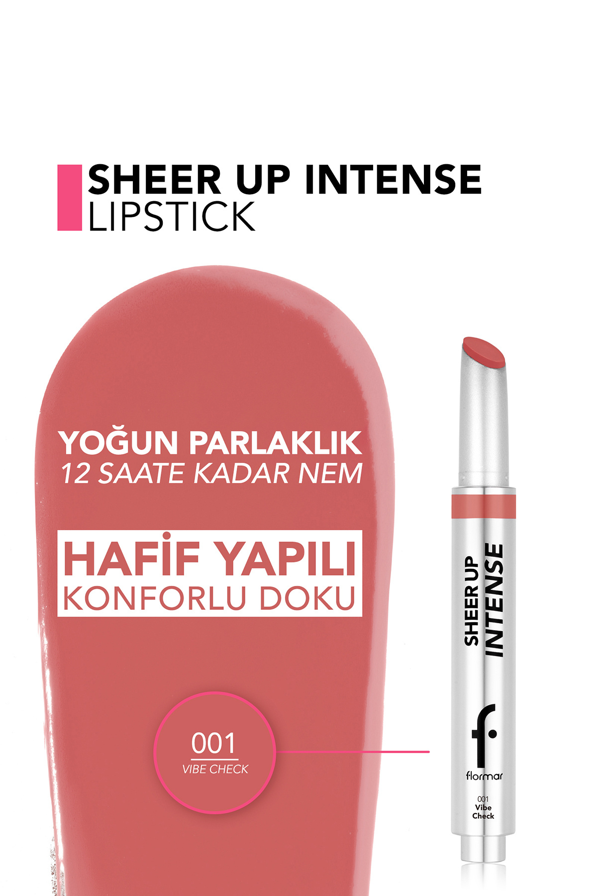 رژ لب ژله‌ای با بافت کرمی و درخشان Sheer Up Intense - 001 Vibe Cheek