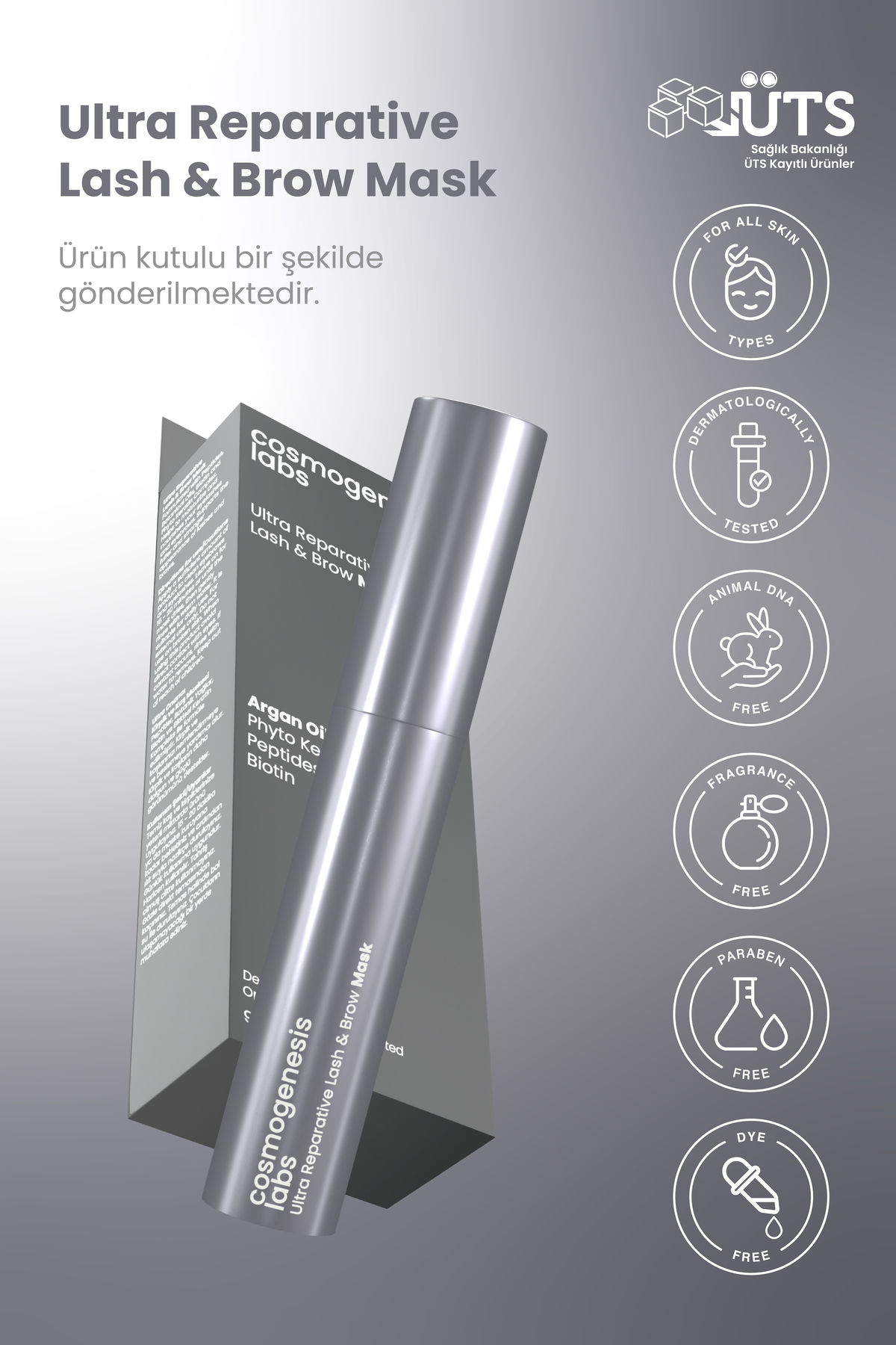 Kaş Kirpik Maskesi 9.5ml - Su Bazlı Parlatıcı Nemlendirici Onarıcı Vegan (%1 KERATİN – BİOTİN) — CGL501 — تصویر 7 از 8