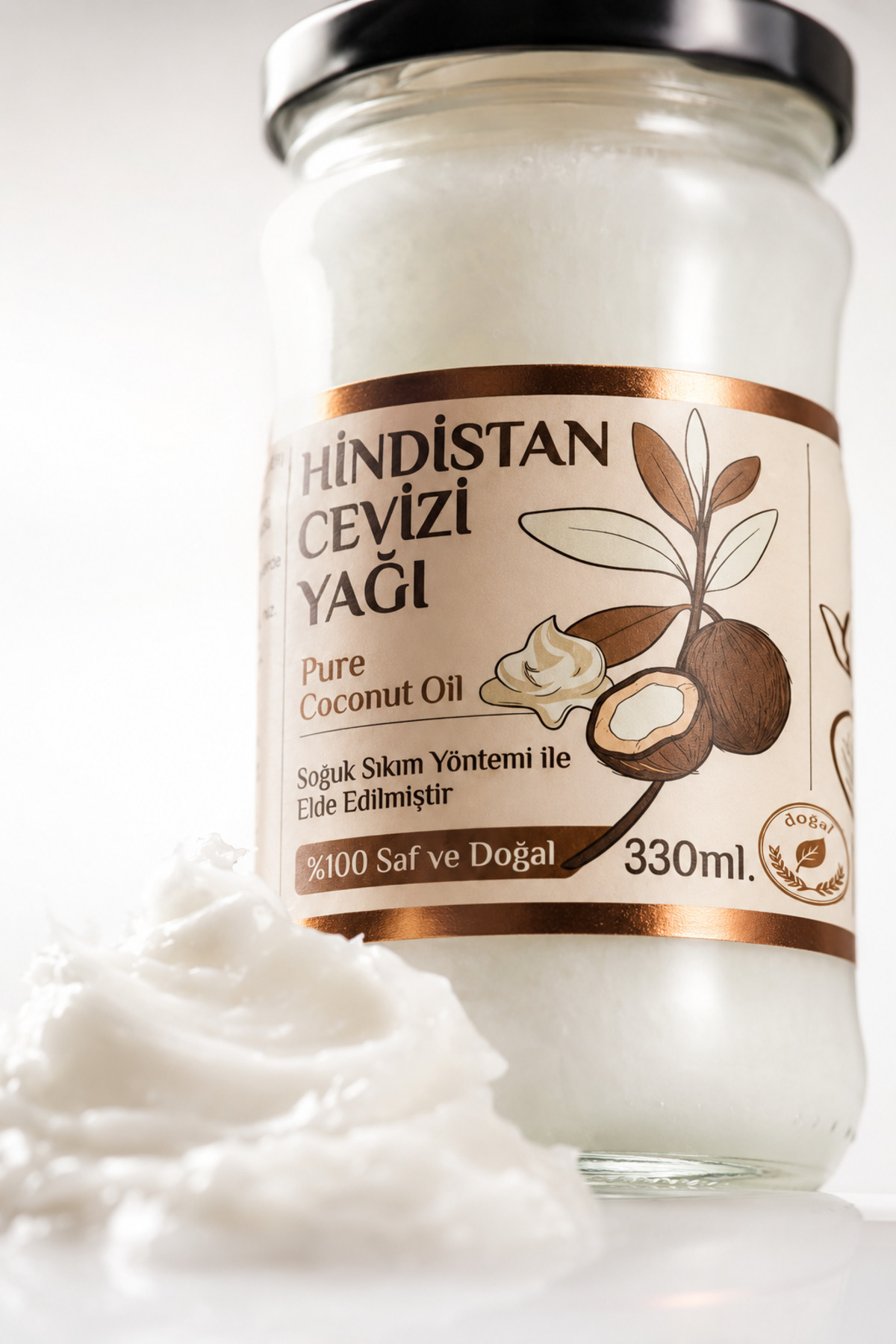 330 ml Saf Hindistan Cevizi Yağı / Soğuk Sıkım / %100 Saf Ve Doğal / Coconut Oil — 50ml-hindistan-cv-yag — تصویر 7 از 8