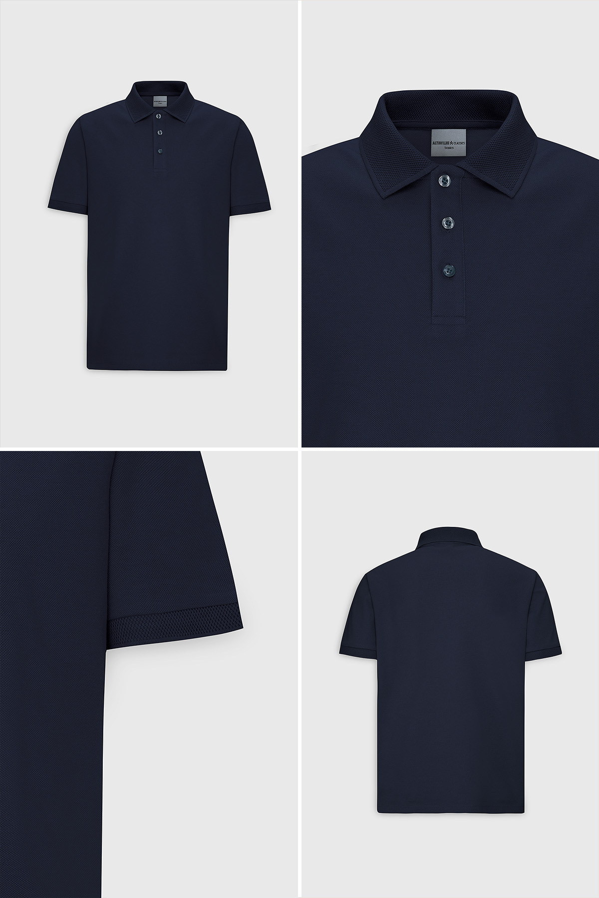 ALTINYILDIZ CLASSICS Erkek Lacivert %100 Pamuk Kıvrılmaz Pike Polo Yaka Slim Fit Dar Kesim Tişört görsel 6