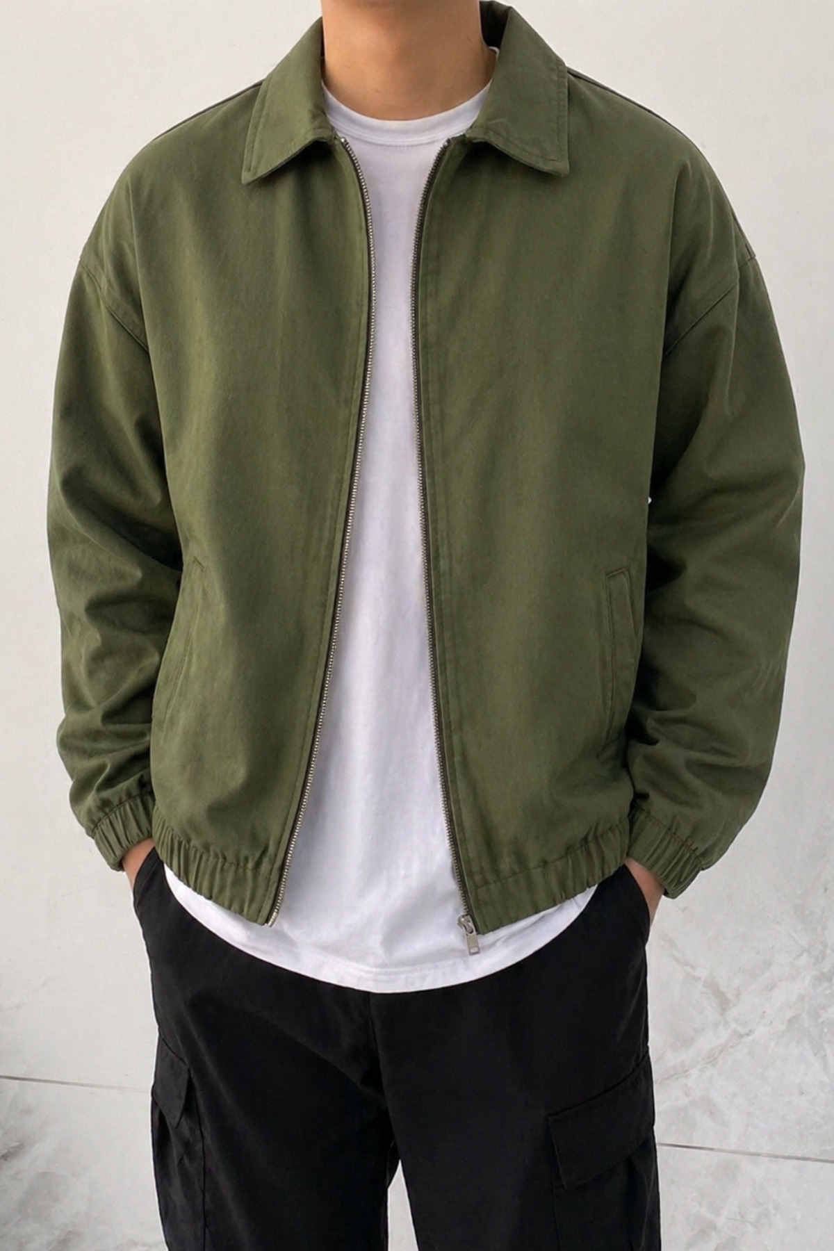 COOL TARZ Erkek Oversize Bomber Ceket Fermuarlı Basic Günlük Şık Mont