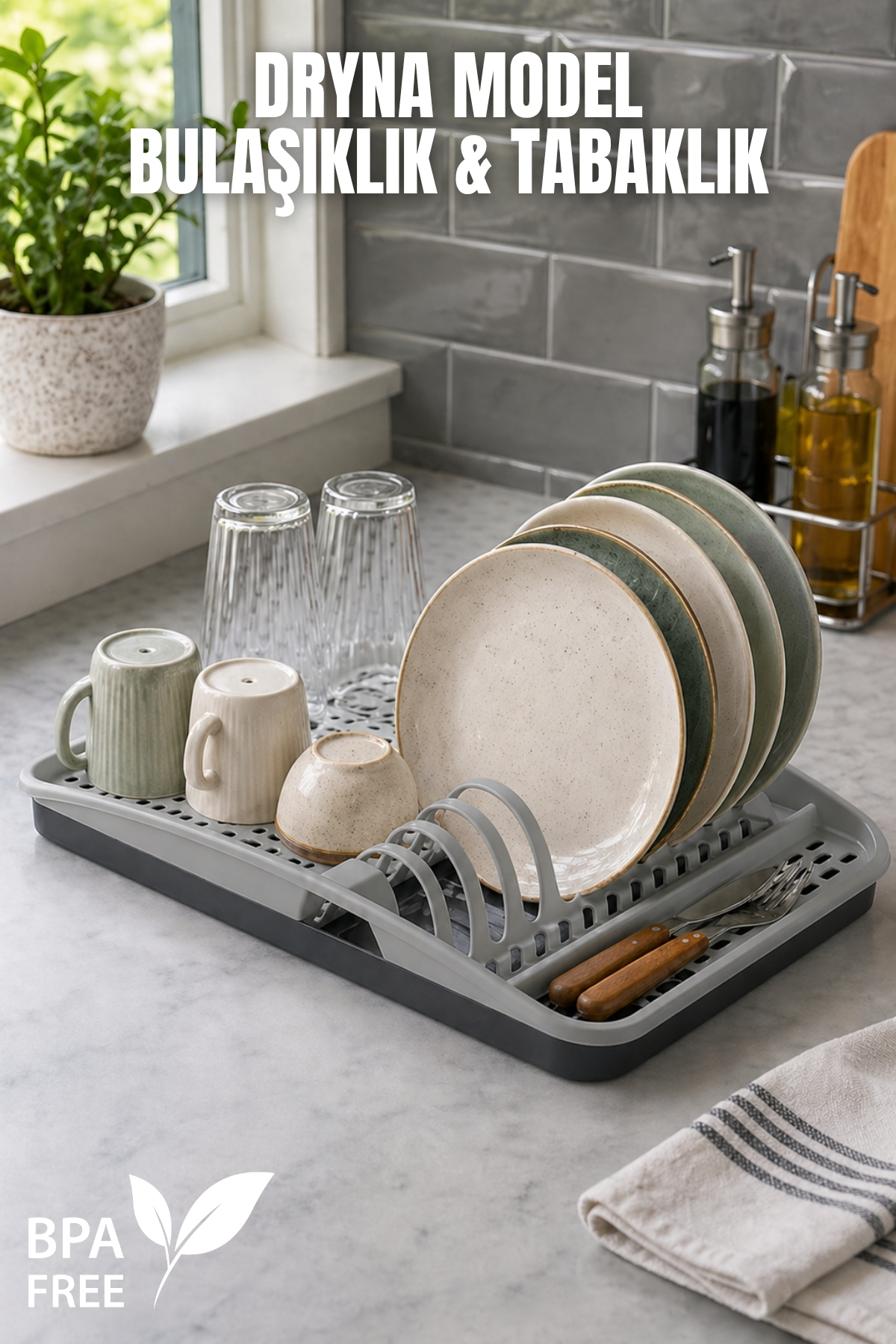 Dryna Dishwasher & Plate Holder - Water Drain - Tray - 44x30 cm