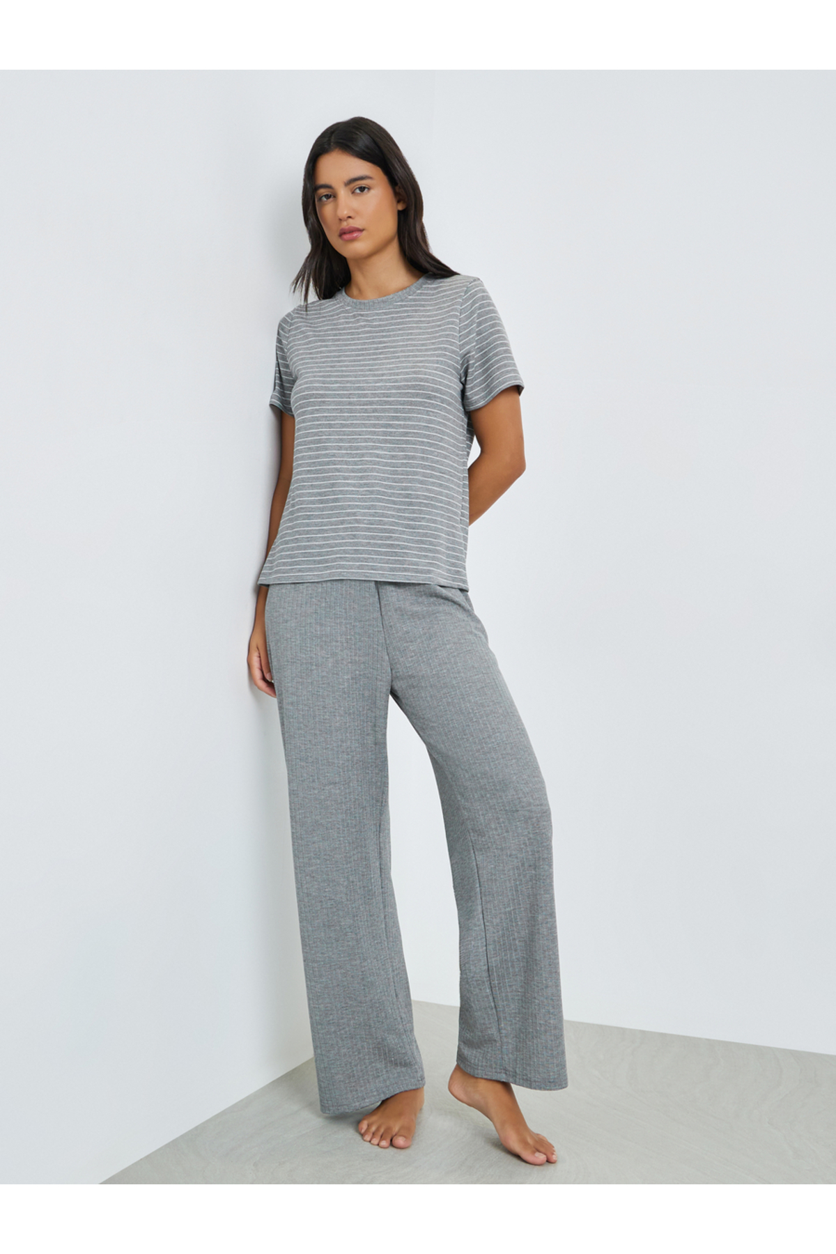 Styli Striped T-Shirt and Pants Pyjama Set