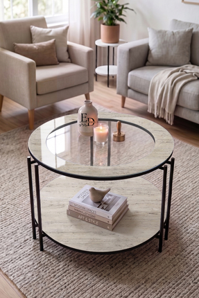 ED Efelez Design Orta Sehpa , İris İki Kat Camlı Salon Sehpası , Temperli 75 ...