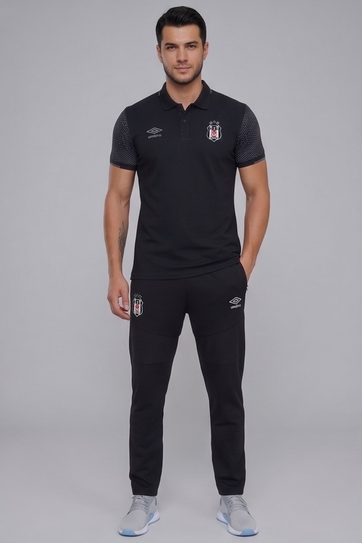 Beşiktaş ORİJİNAL LİSANSLI UMBRO EŞOFMAN ALTI+POLO T-SHİRT — سفید BJK TKM 010